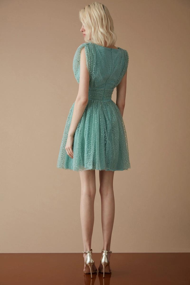 Mint green tulle sleeveless mini dress