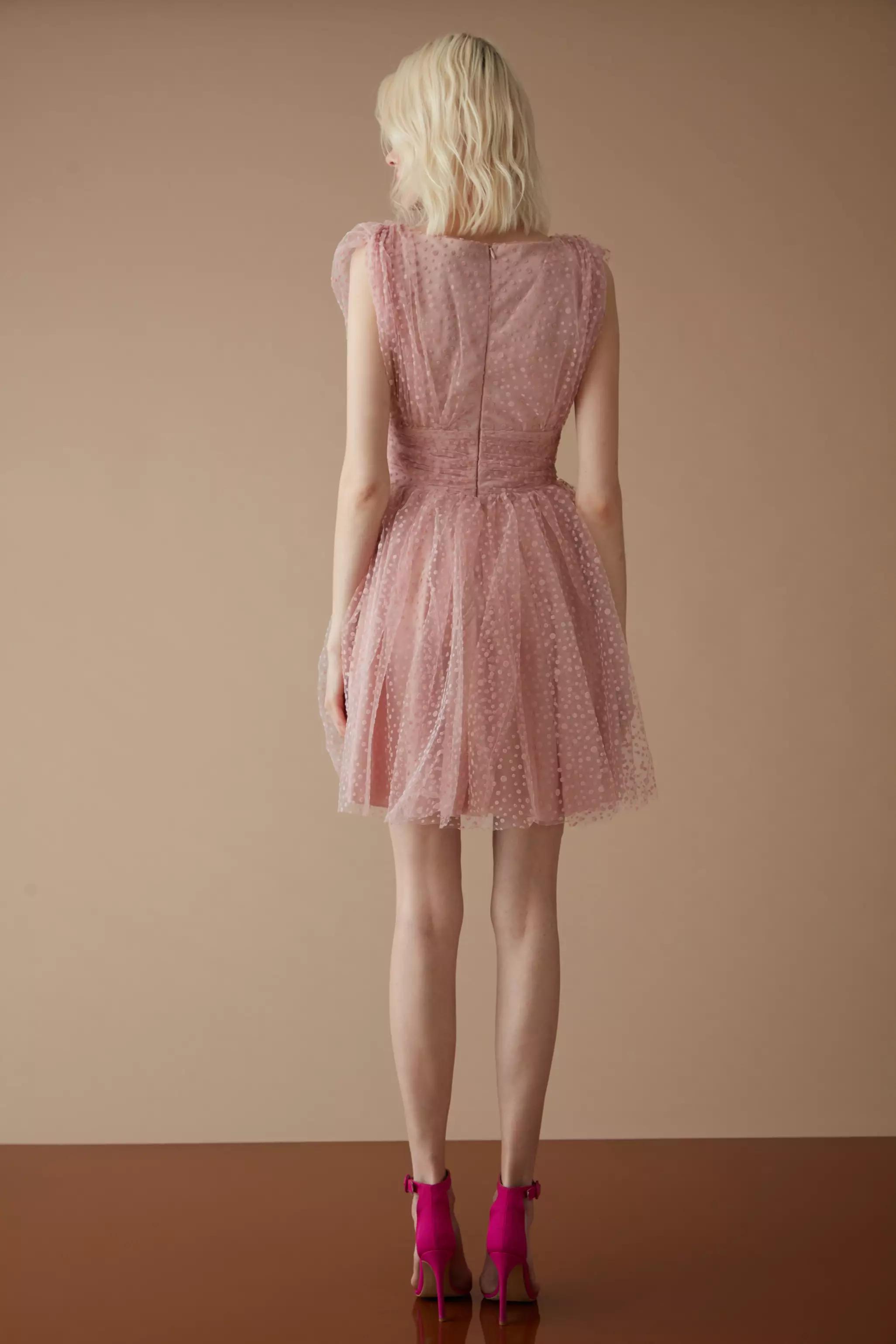 Blush tulle sleeveless mini dress