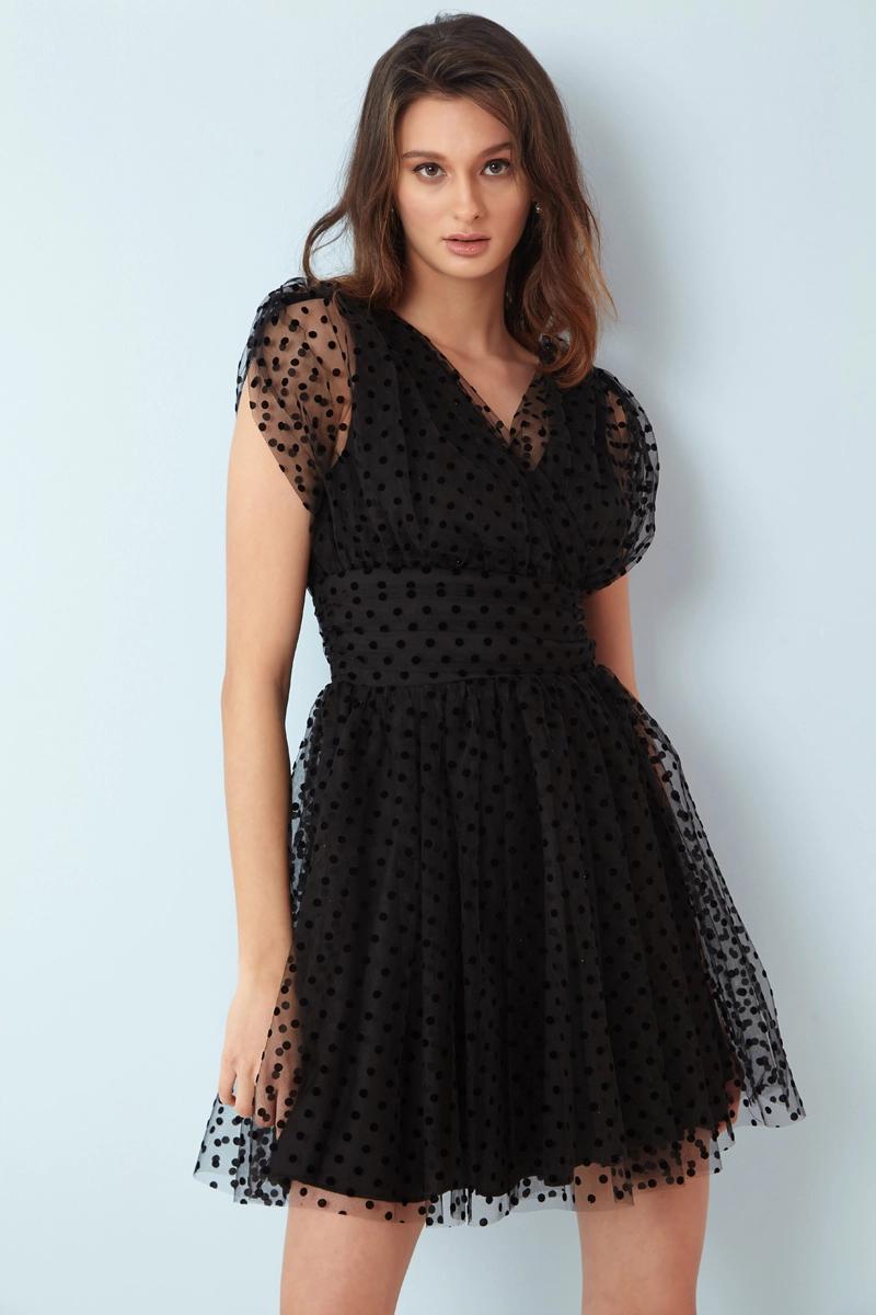 Black Tulle Sleeveless Mini Dress