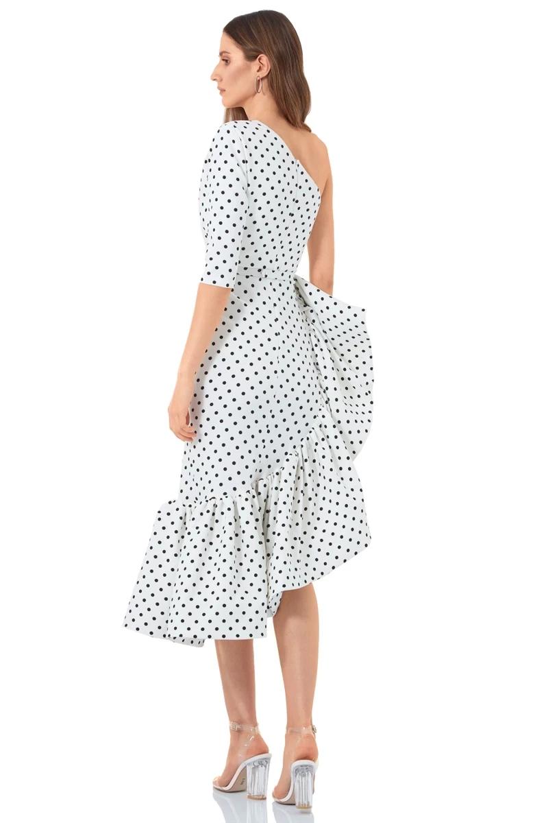 Printed Crepe One Arm Midi Dress