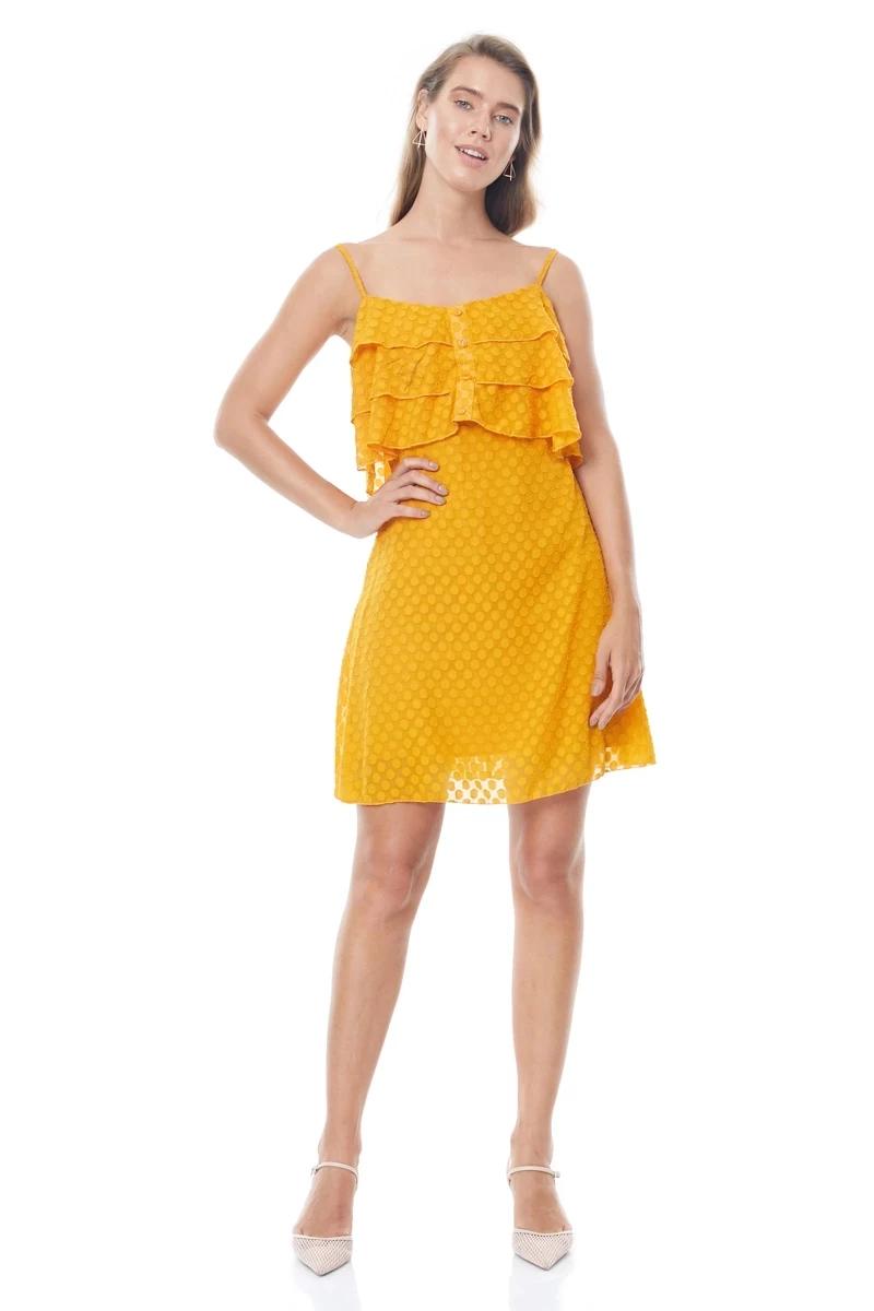 Yellow Tulle Sleeveless Mini Dress