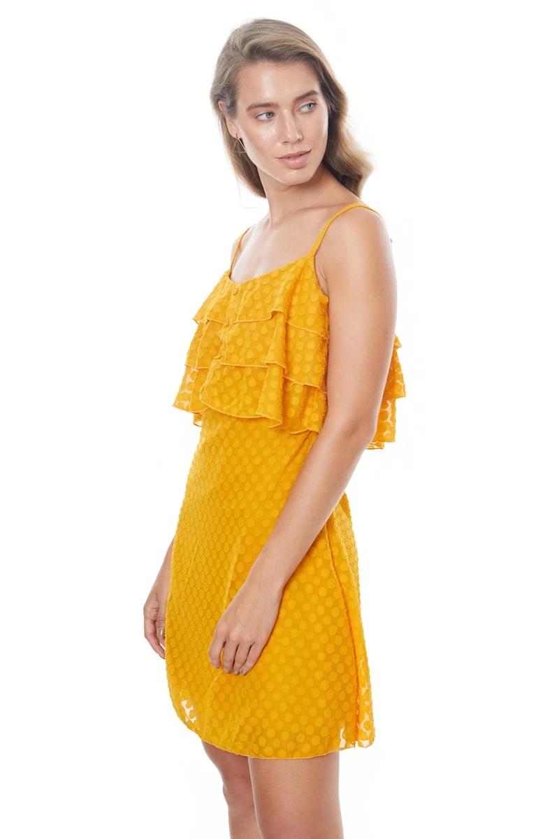 Yellow Tulle Sleeveless Mini Dress