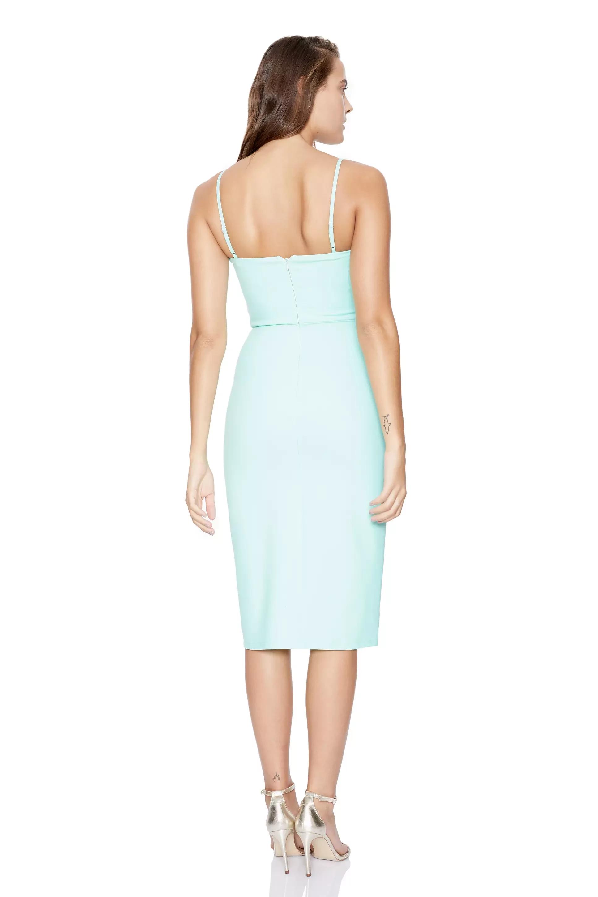 Water Green Crepe Sleeveless Midi Dress