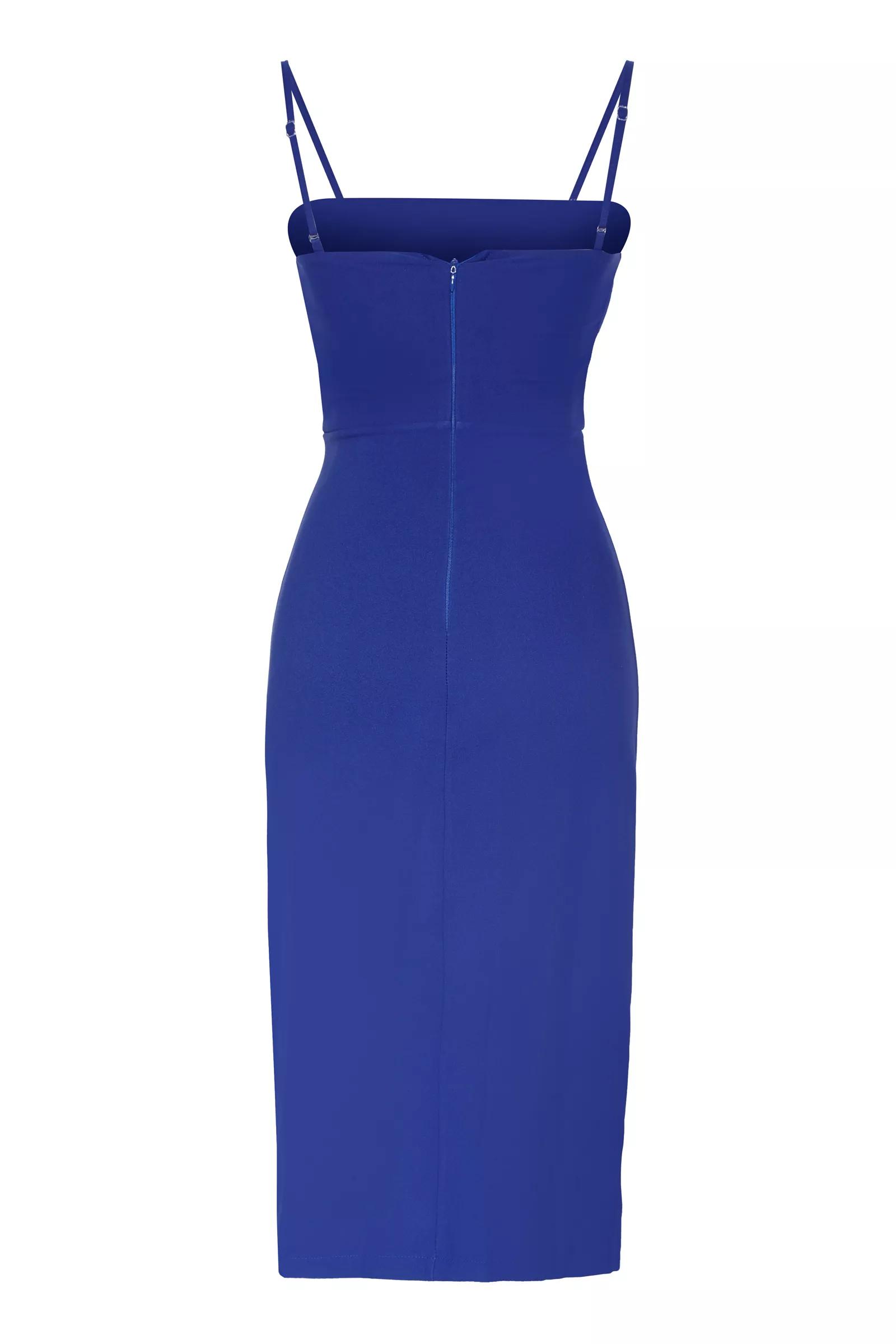 Blue crepe sleeveless midi dress