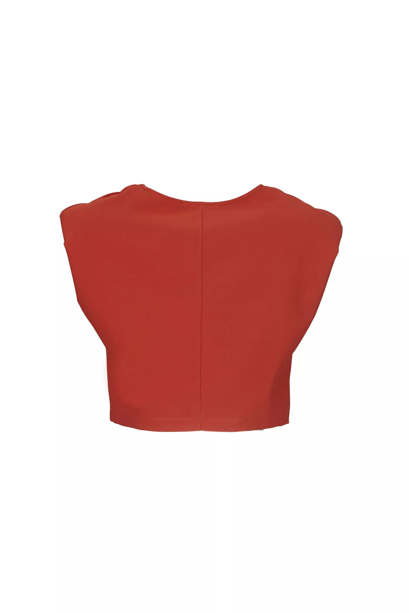 Brick Crepe Sleeveless Crop Top