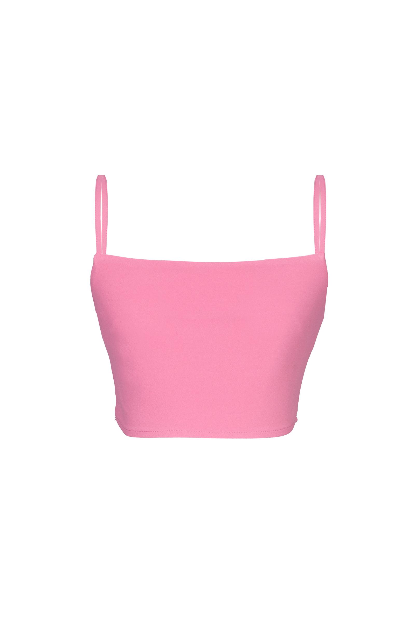 Pink Crepe Sleeveless Crop Top