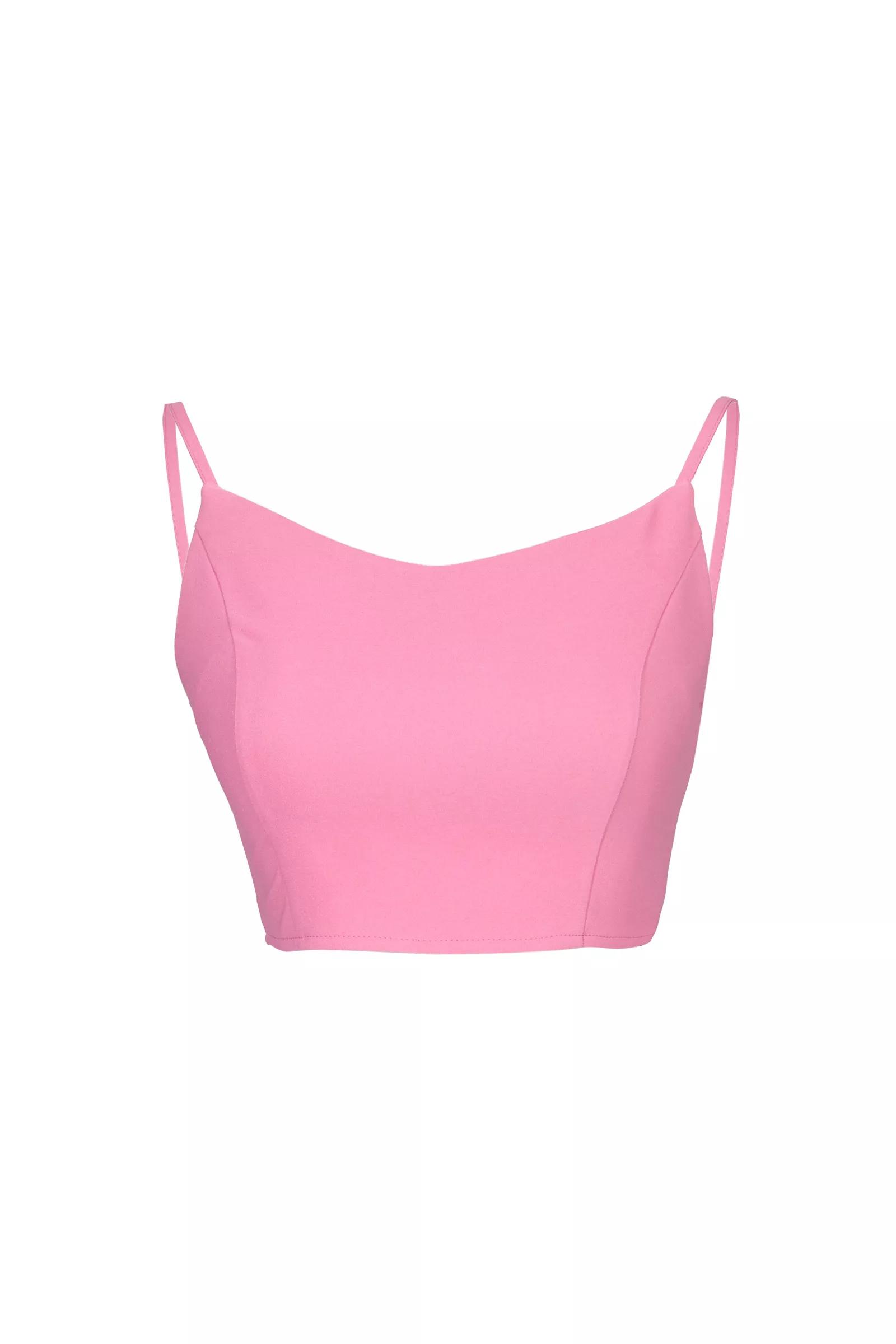 Pink Crepe Sleeveless Crop Top