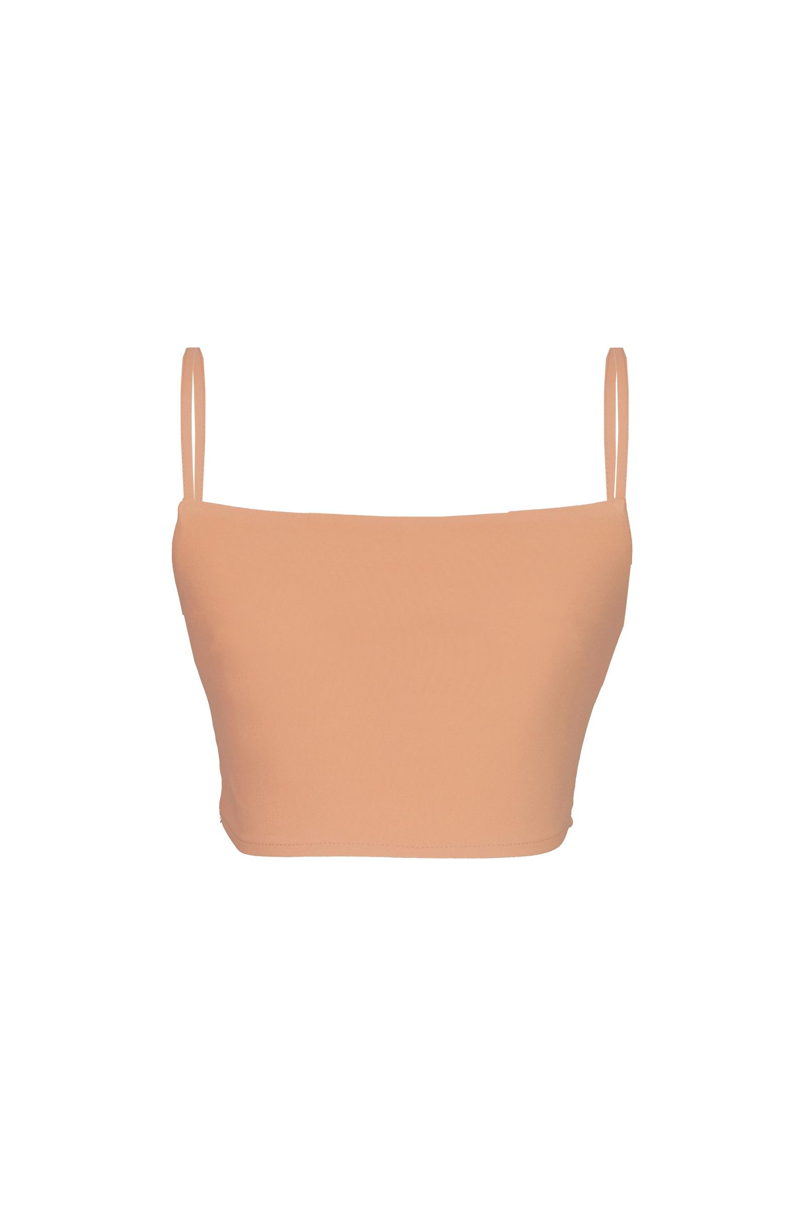 Camel Crepe Sleeveless Crop Top