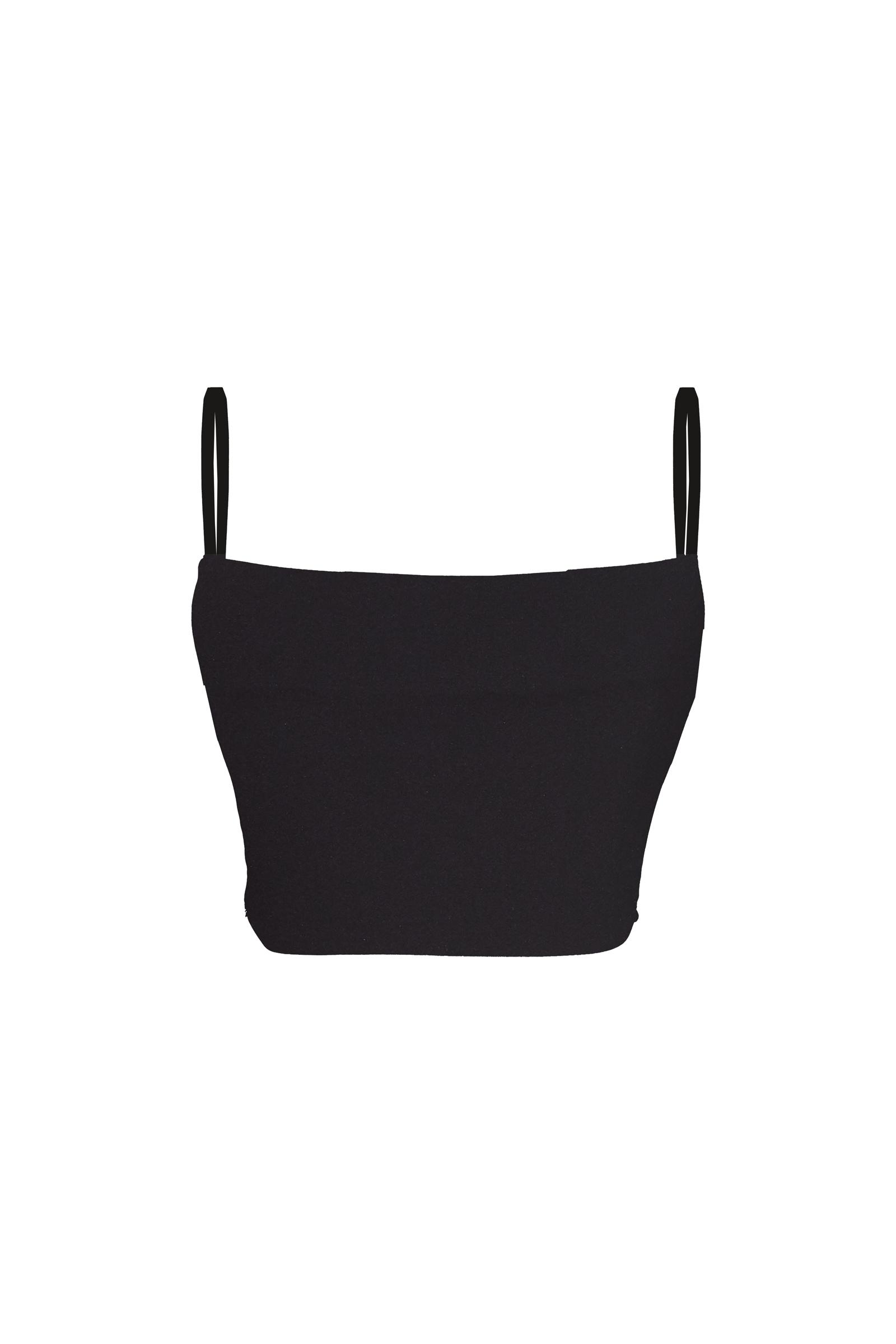 Black crepe sleeveless crop top