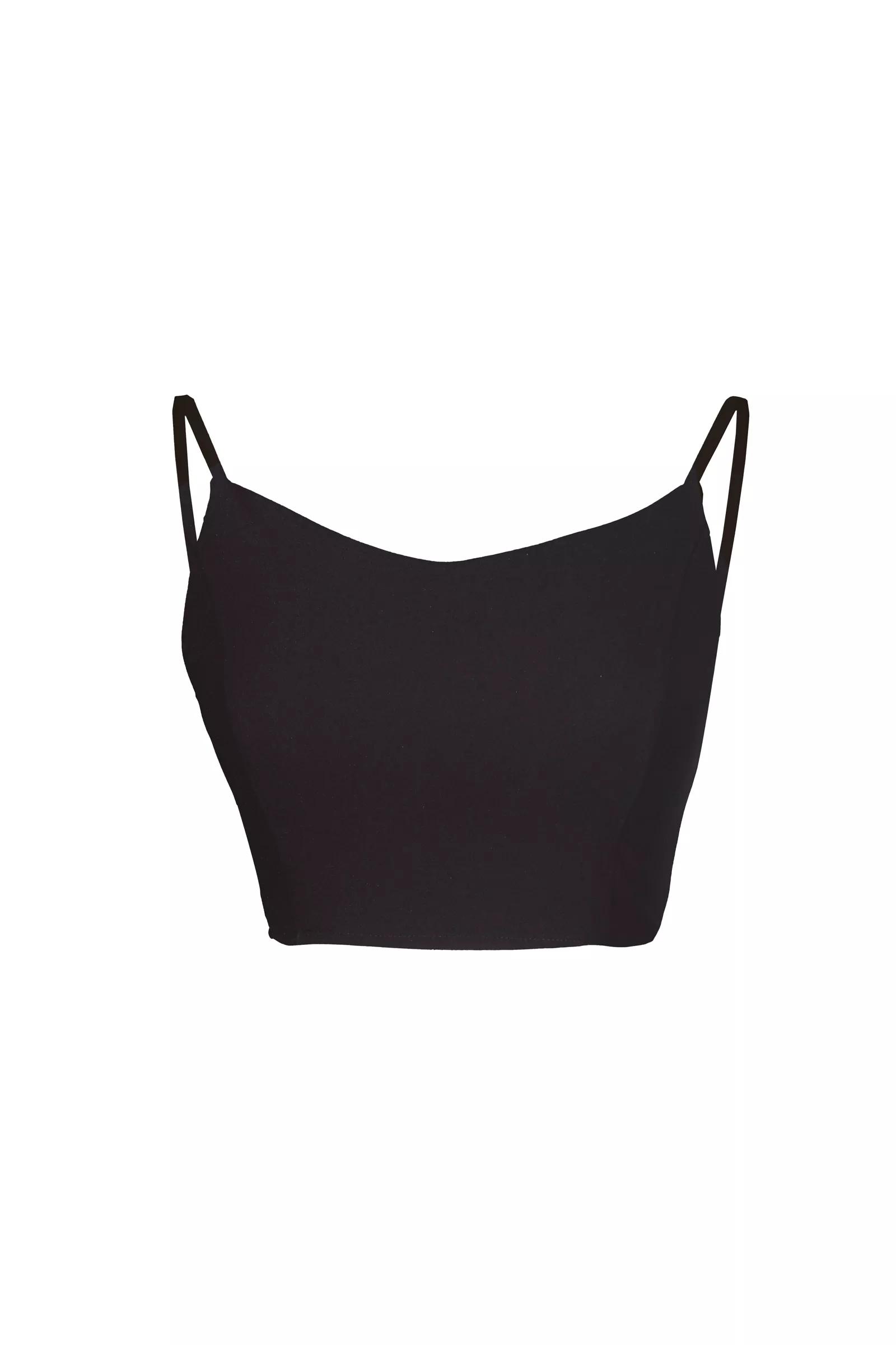 Black crepe sleeveless crop top