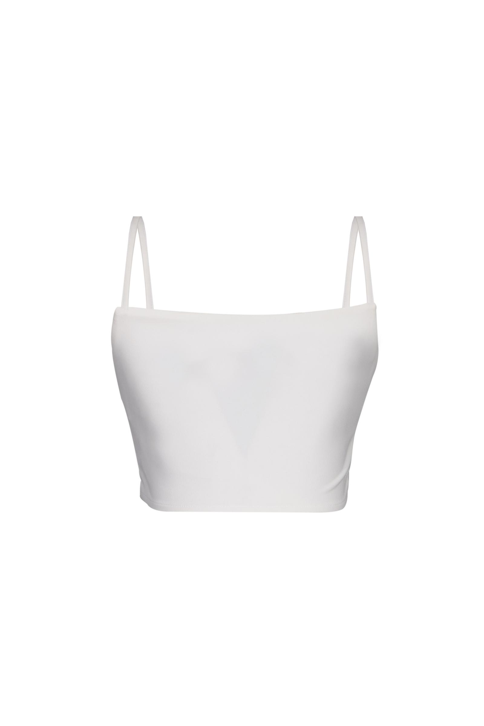 White Crepe Sleeveless Crop Top