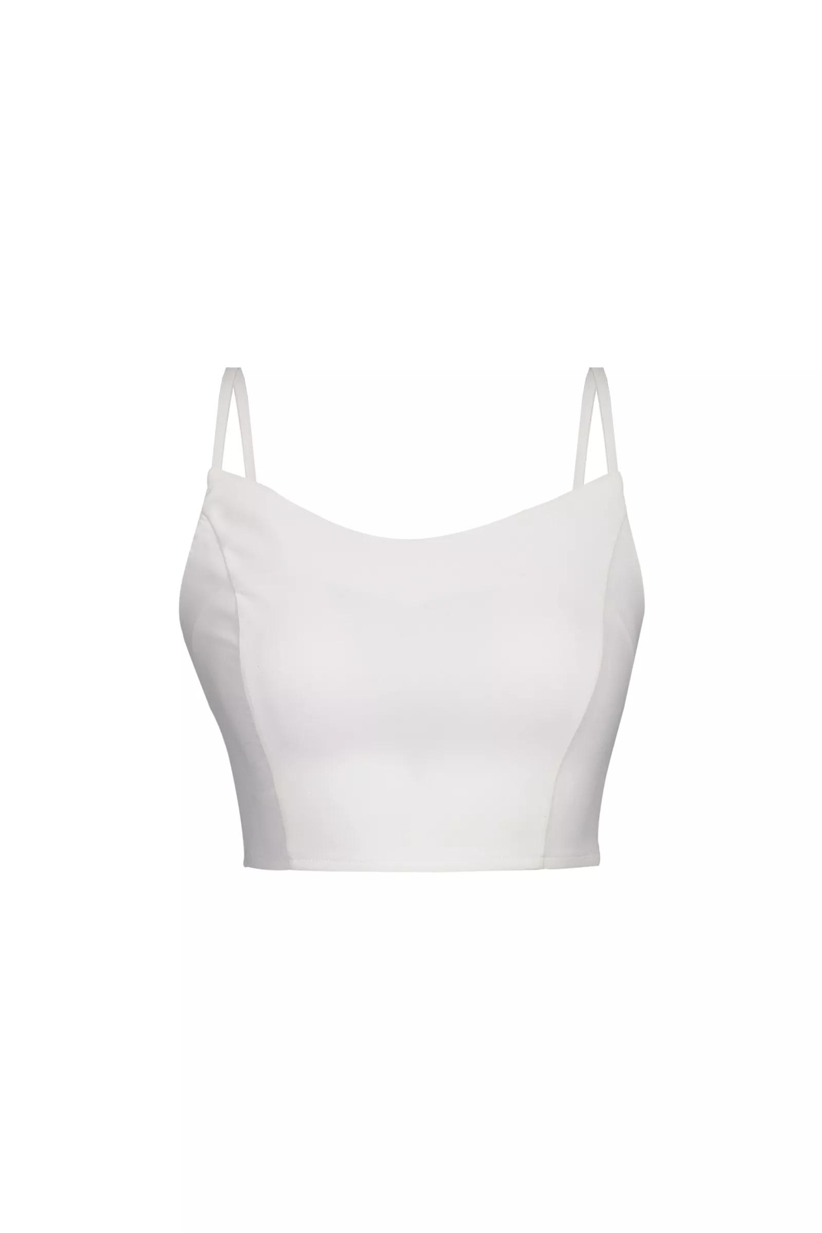 White Crepe Sleeveless Crop Top