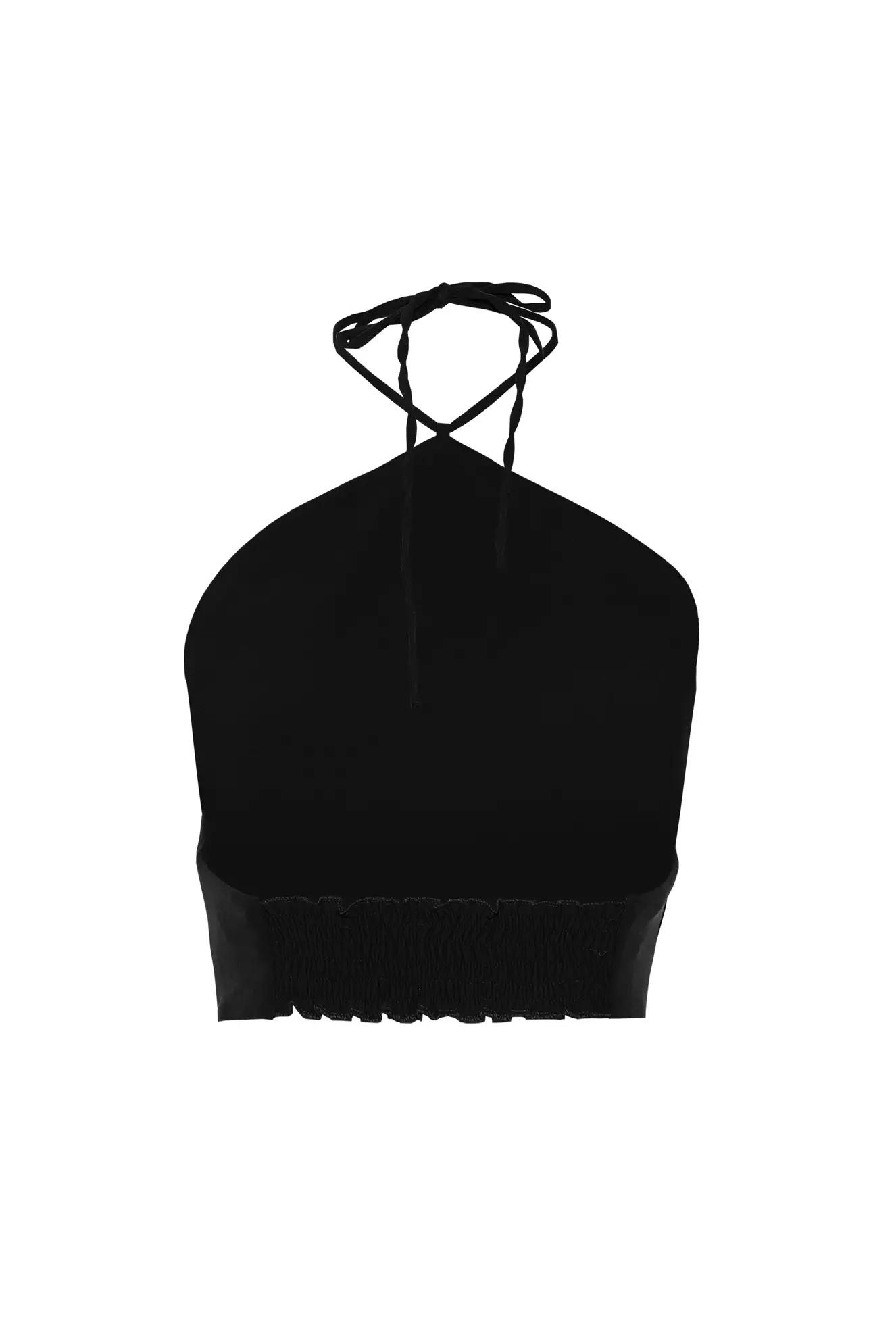 Black crepe sleeveless crop top