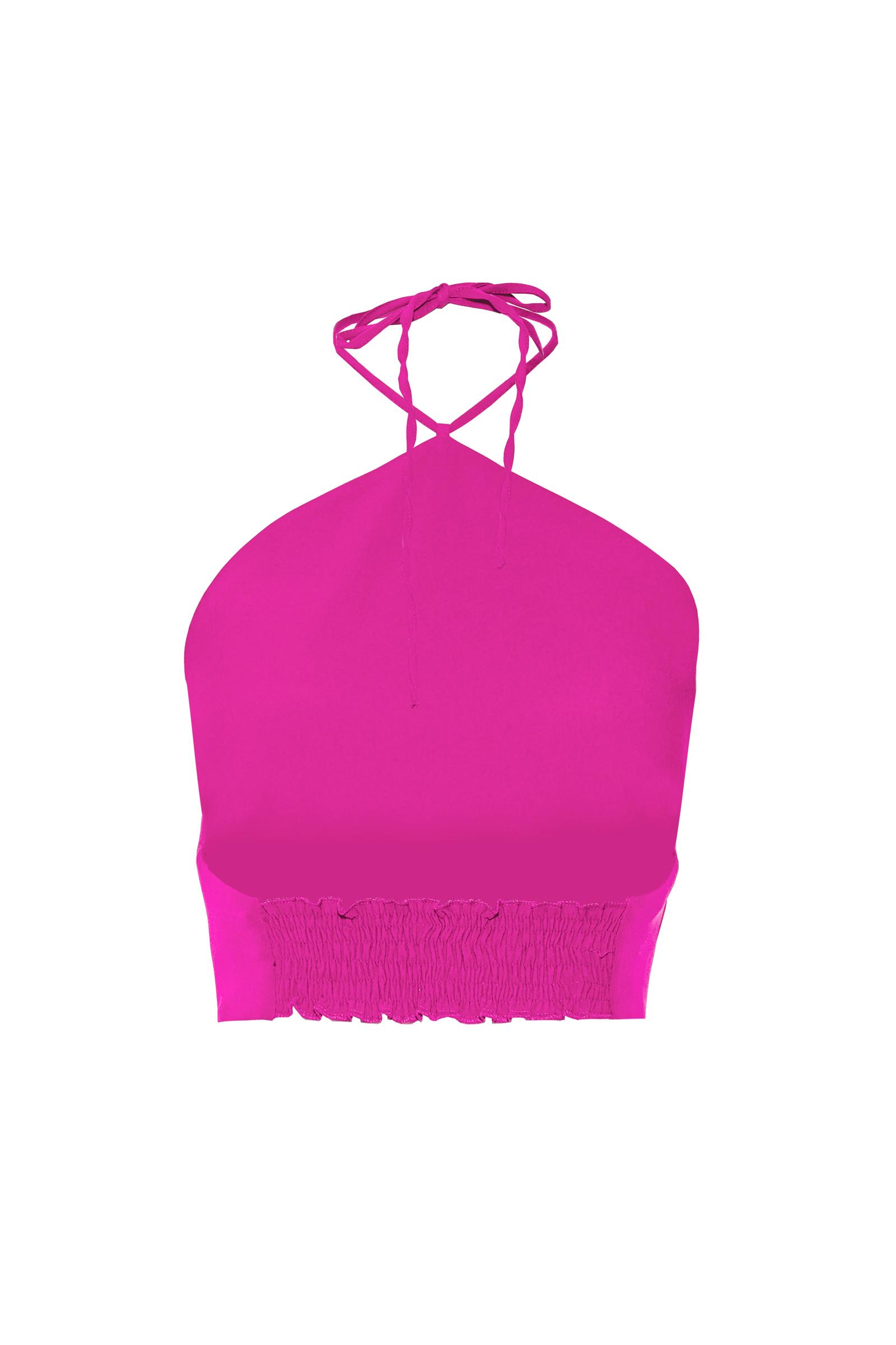 Fuchsia crepe sleeveless crop top