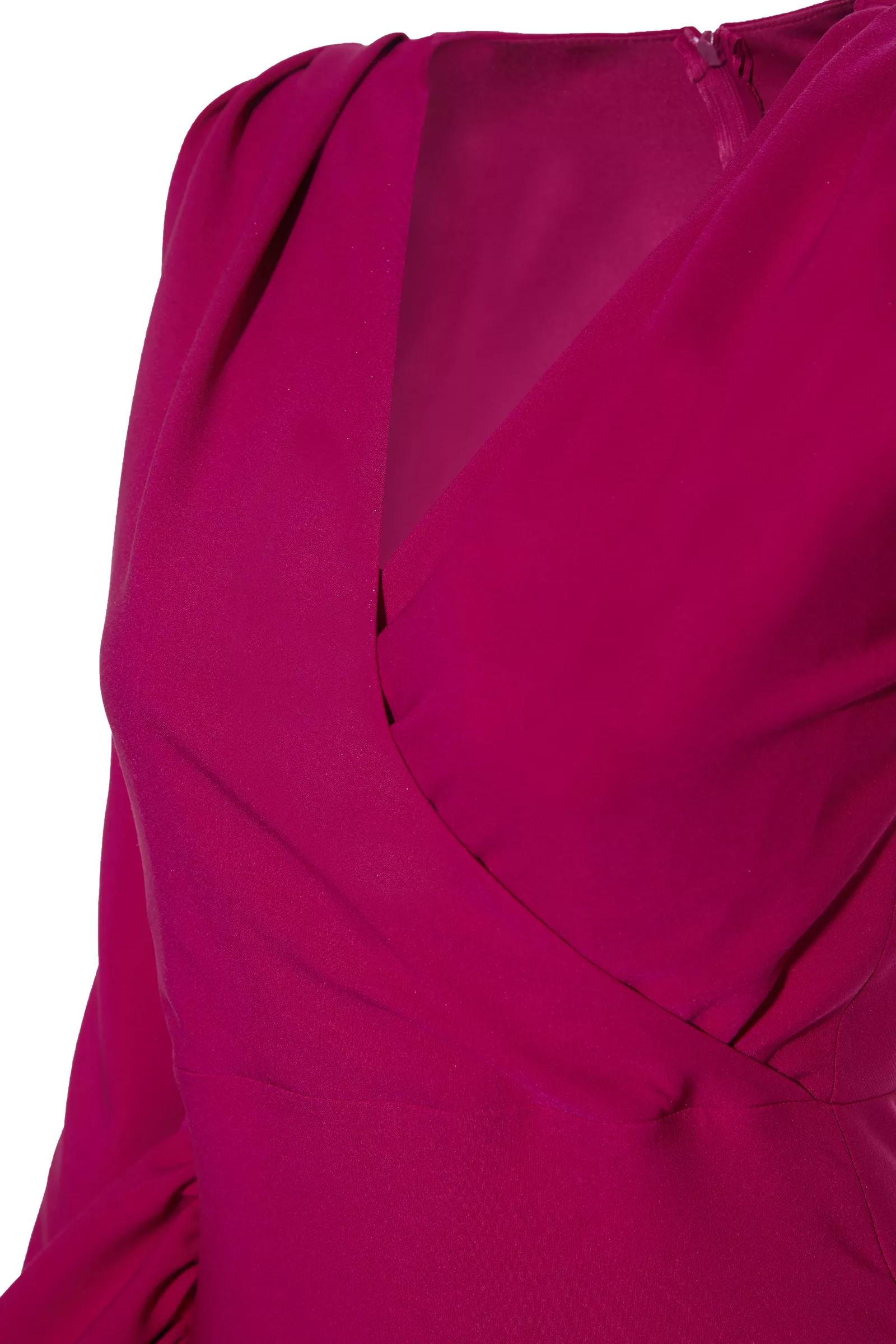 Fuchsia crepe long sleeve maxi dress