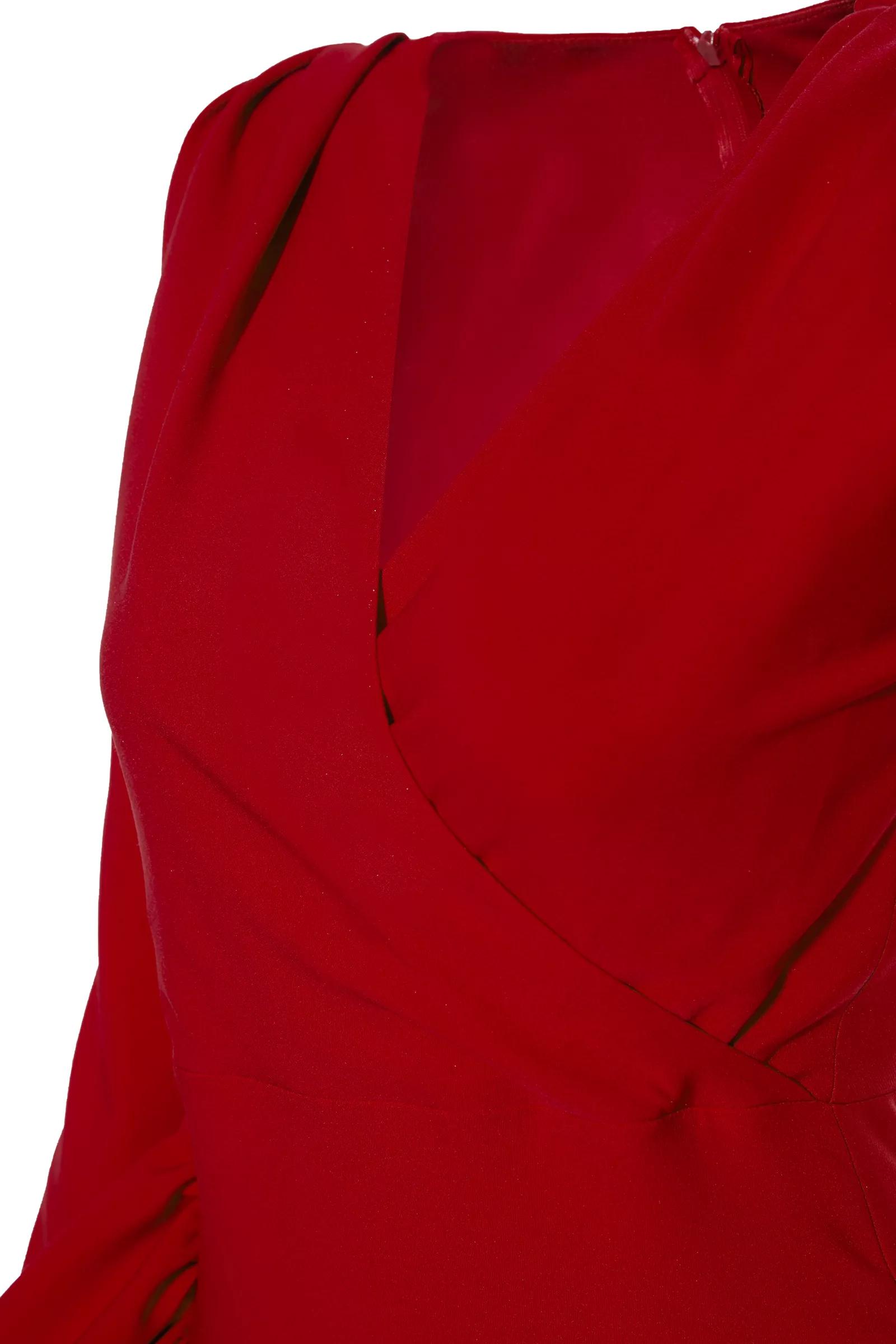 Red crepe long sleeve maxi dress