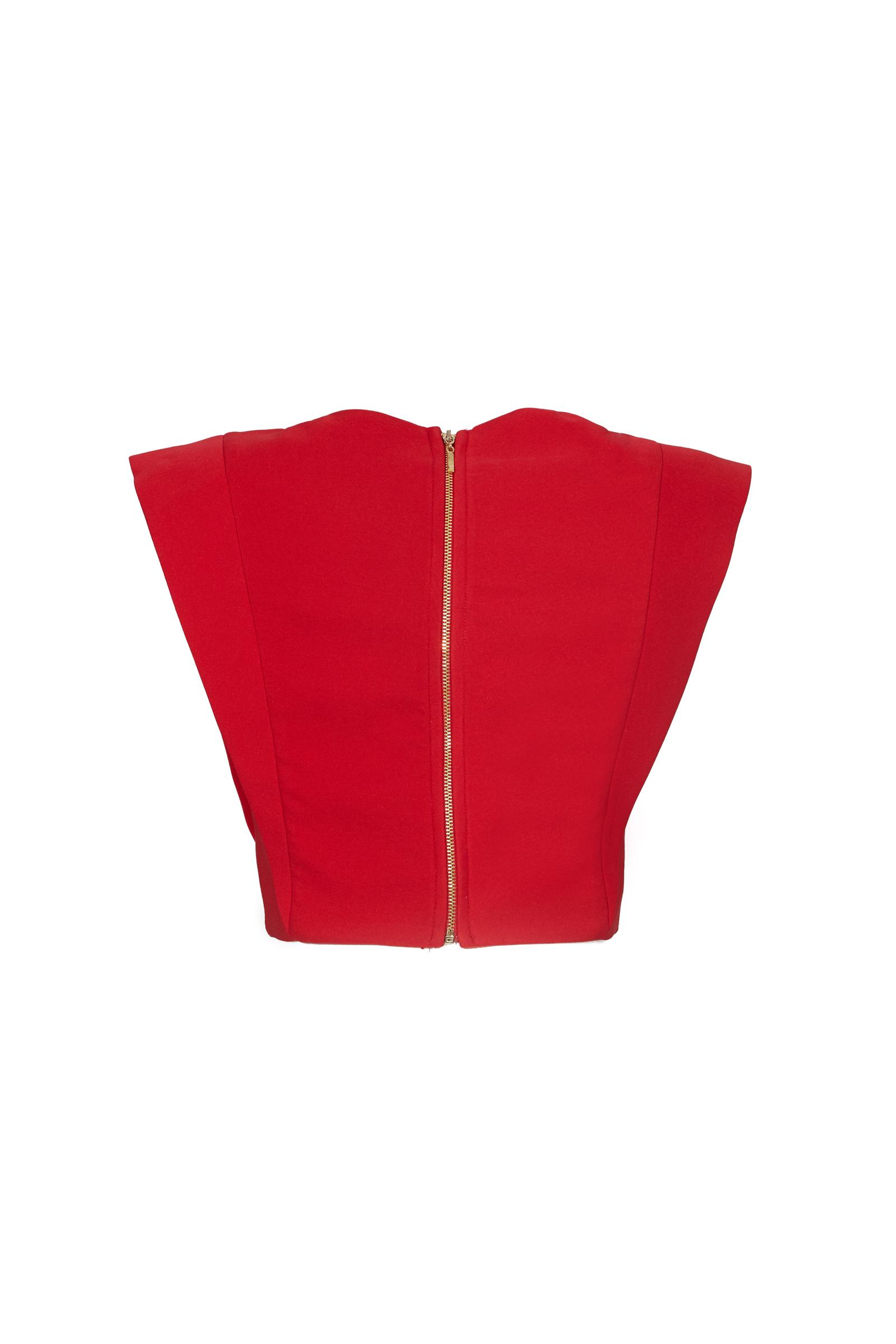 Red crepe sleeveless crop top