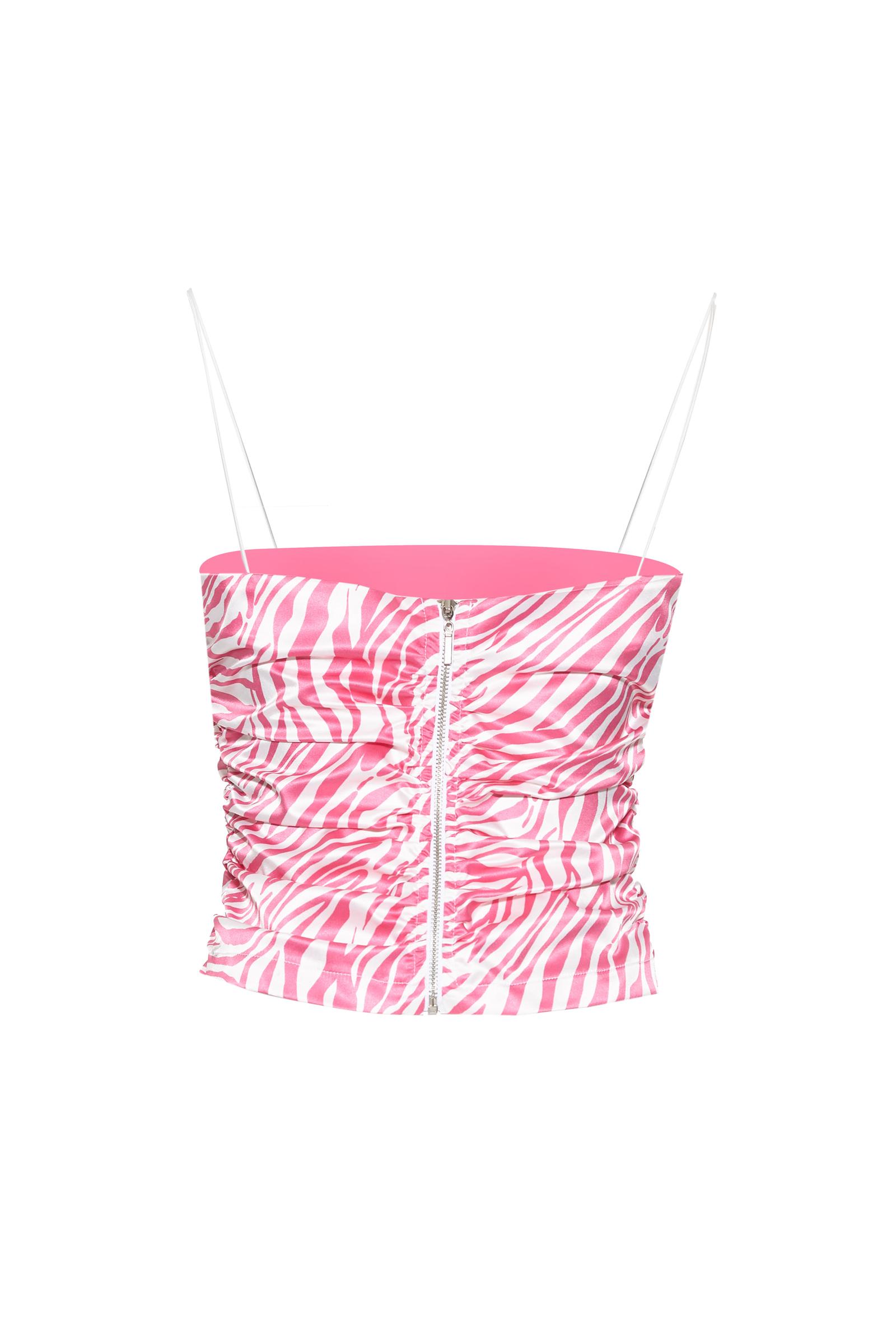 Printed Satin Sleeveless Crop Top