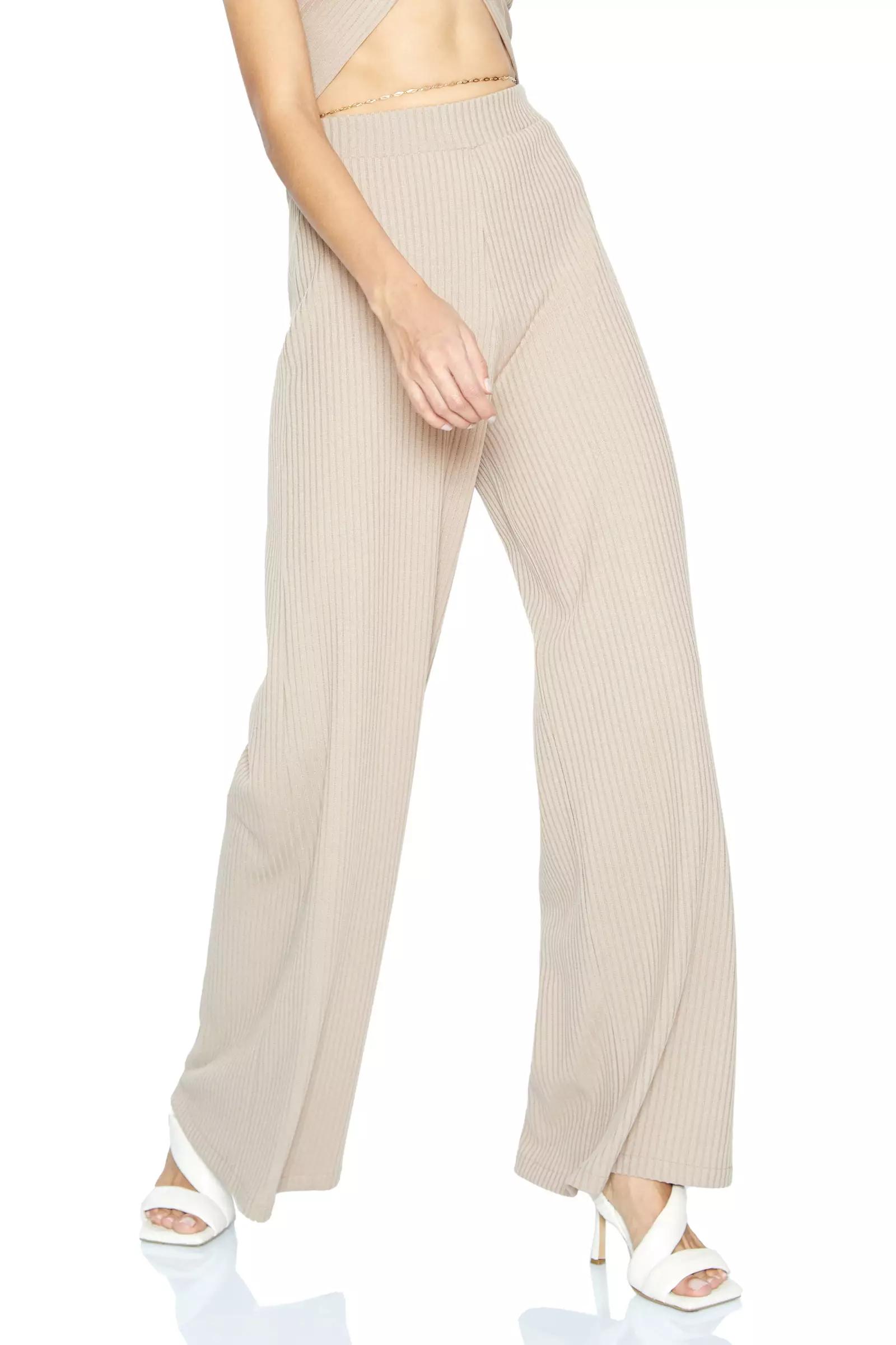 Beige knitted maxi pants