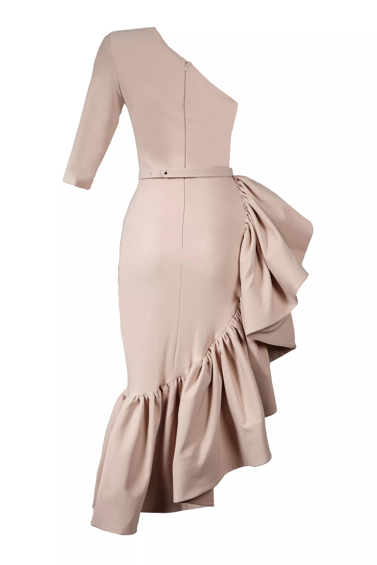 Beige Crepe Midi Dress