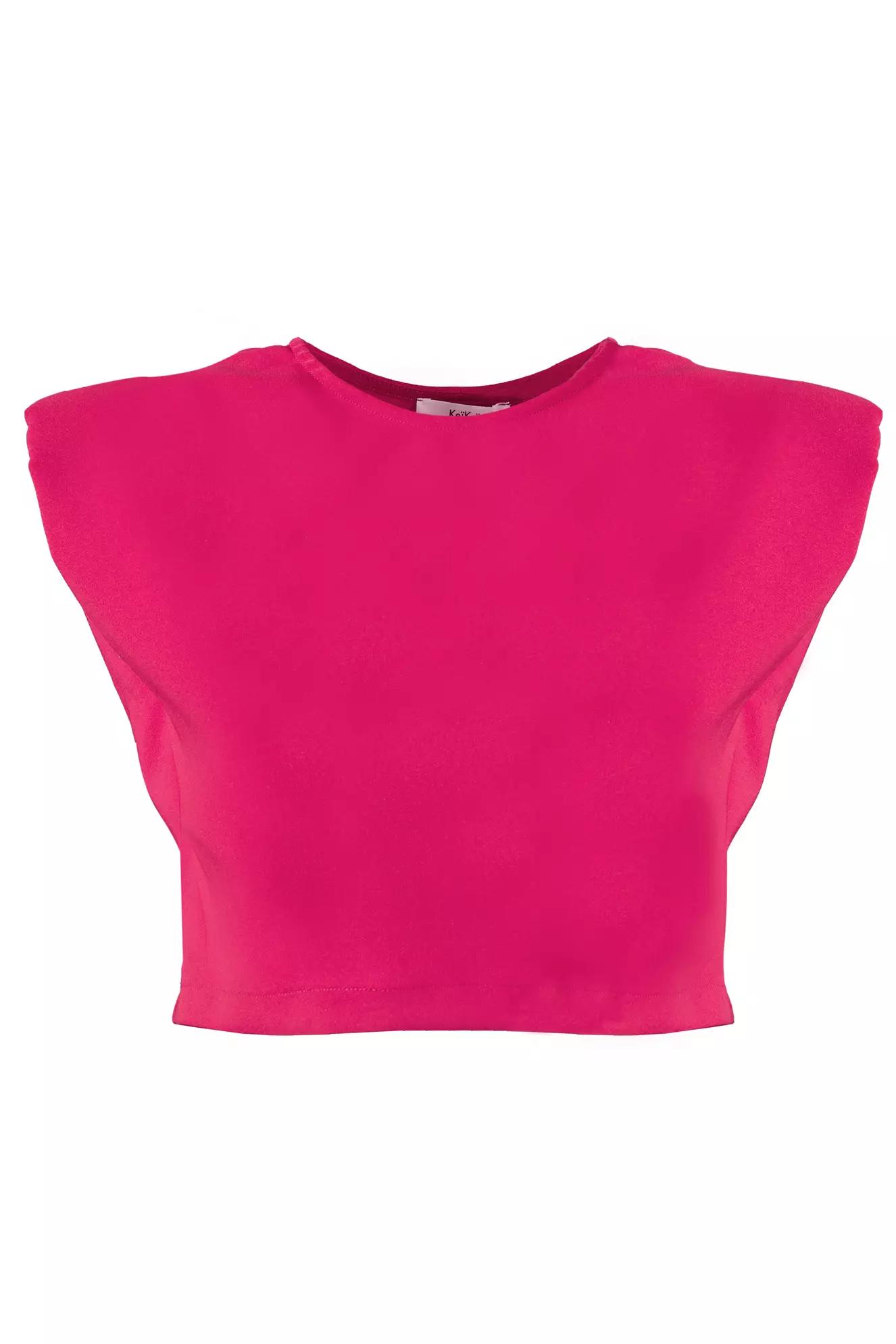 Fuchsia crepe sleeveless crop top