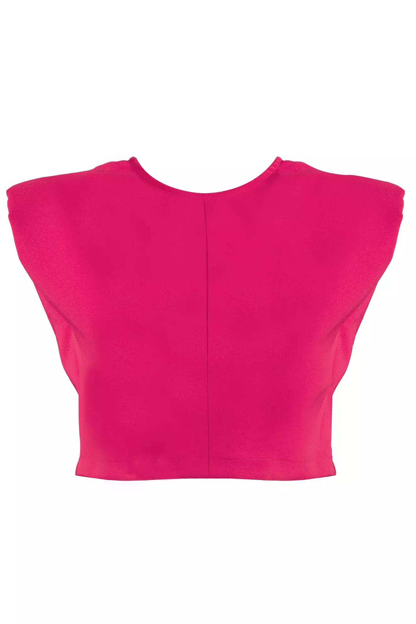 Fuchsia crepe sleeveless crop top