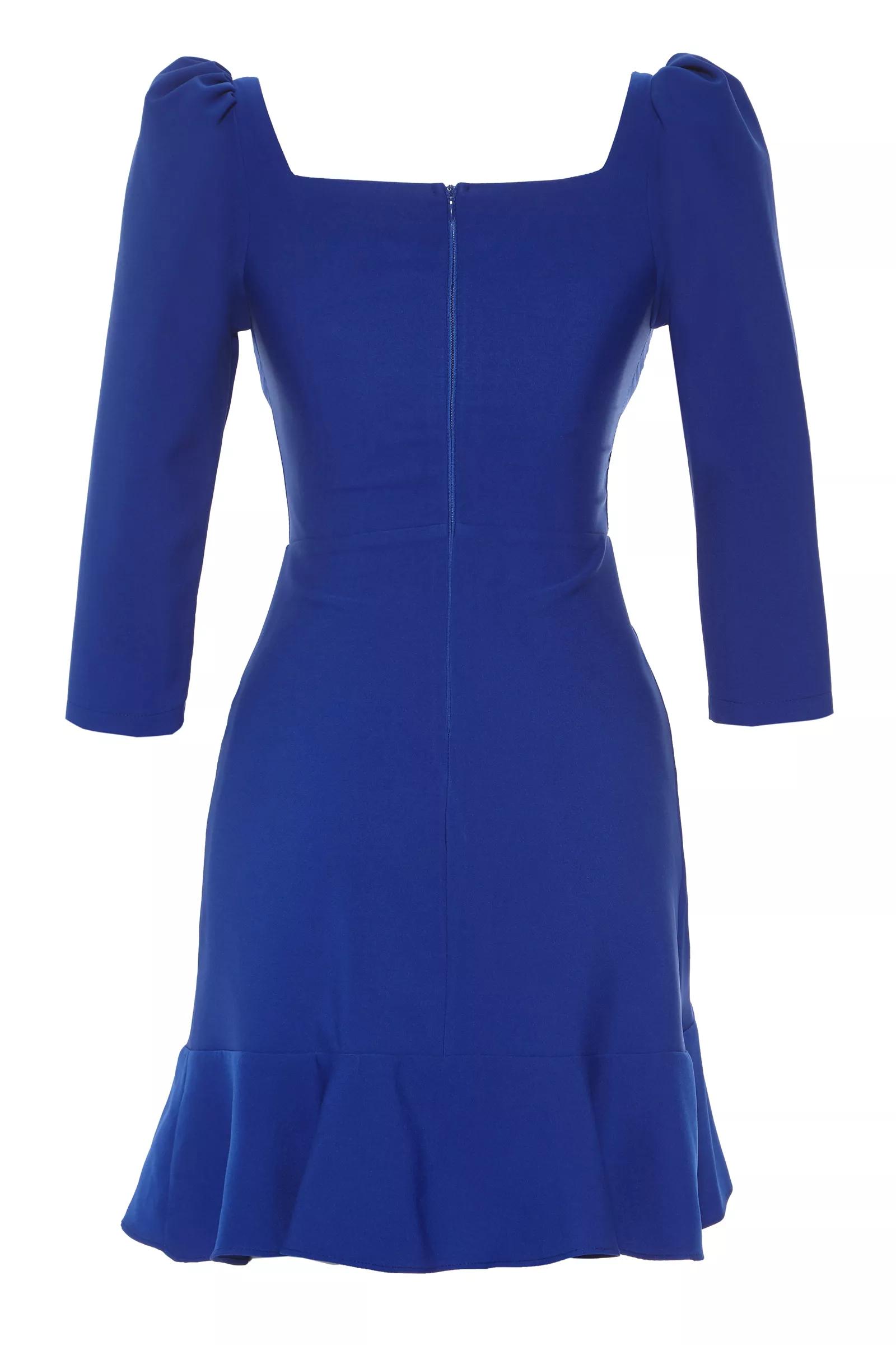 Blue Crepe 3/4 Sleeve Mini Dress