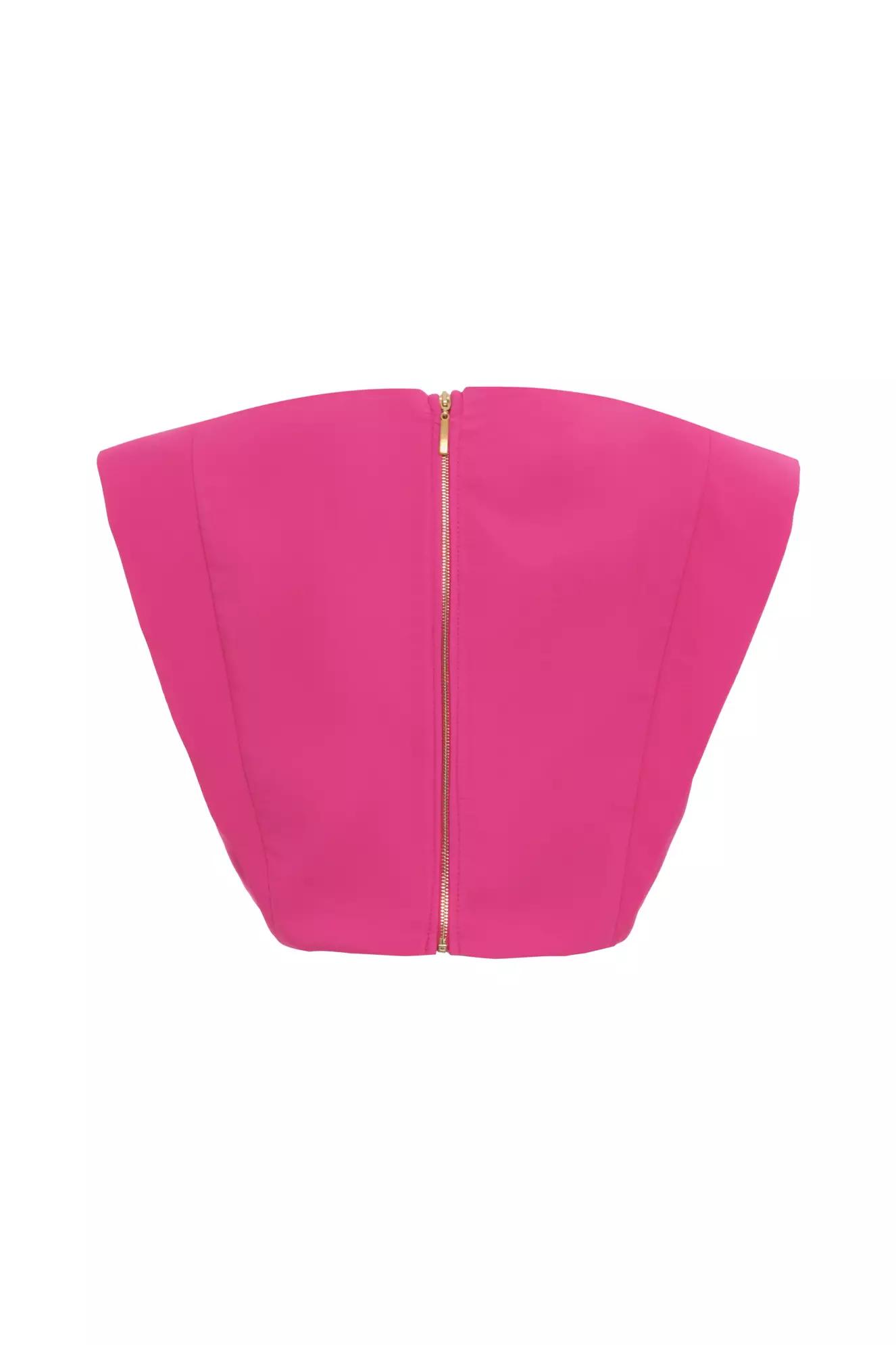 Fuchsia crepe sleeveless crop top