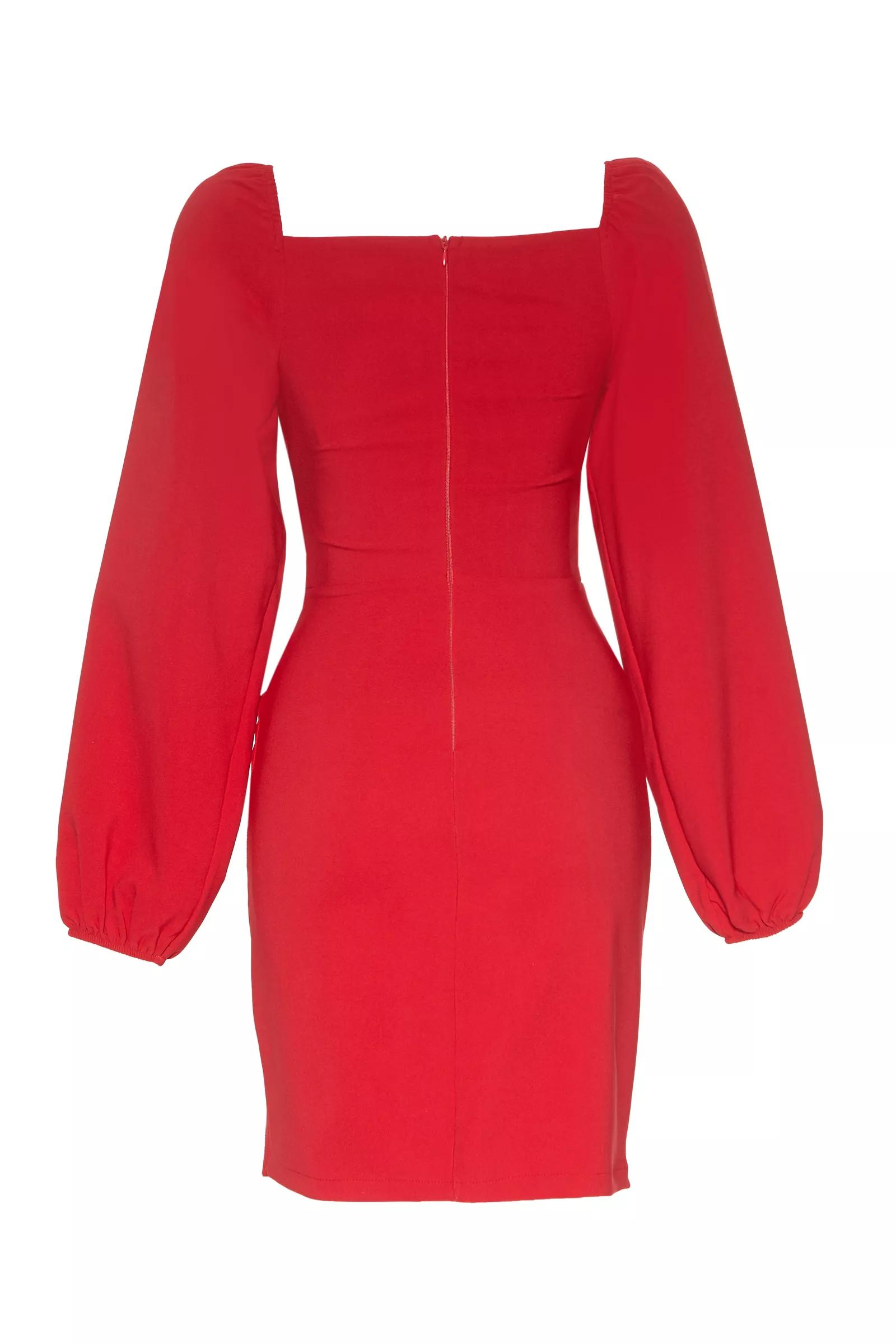 Red crepe long sleeve mini dress