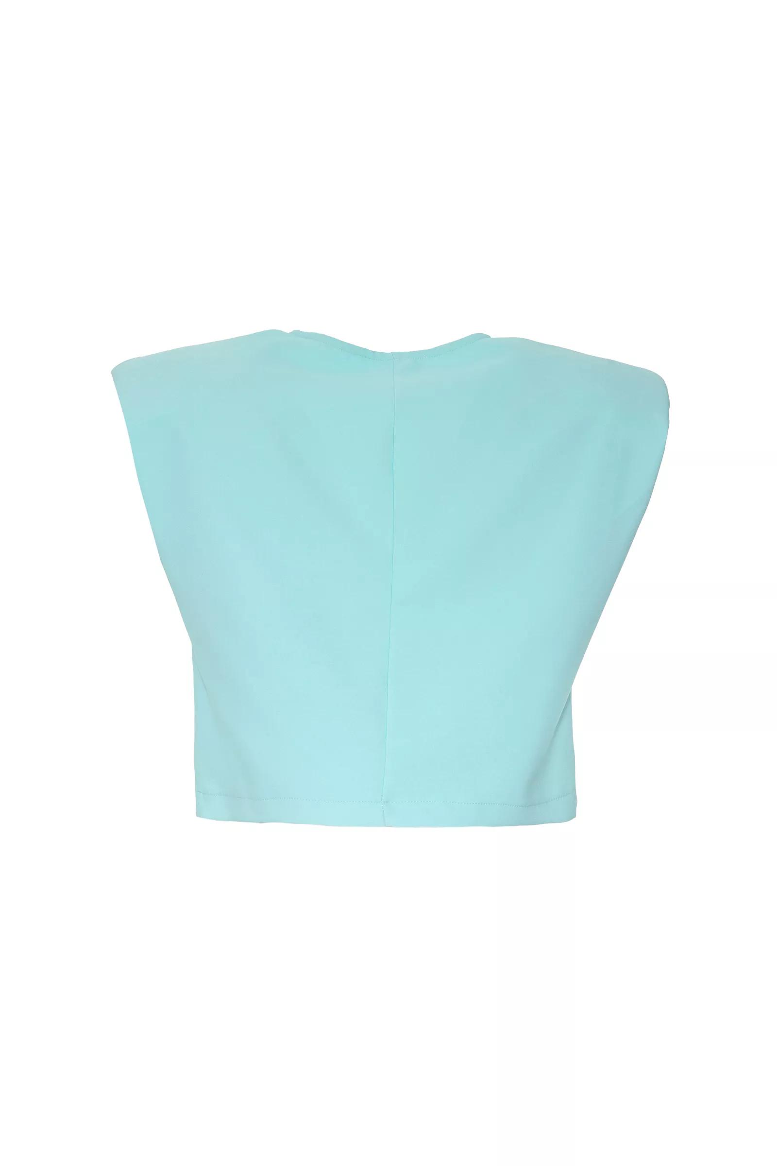 Water Green Crepe Sleeveless Crop Top