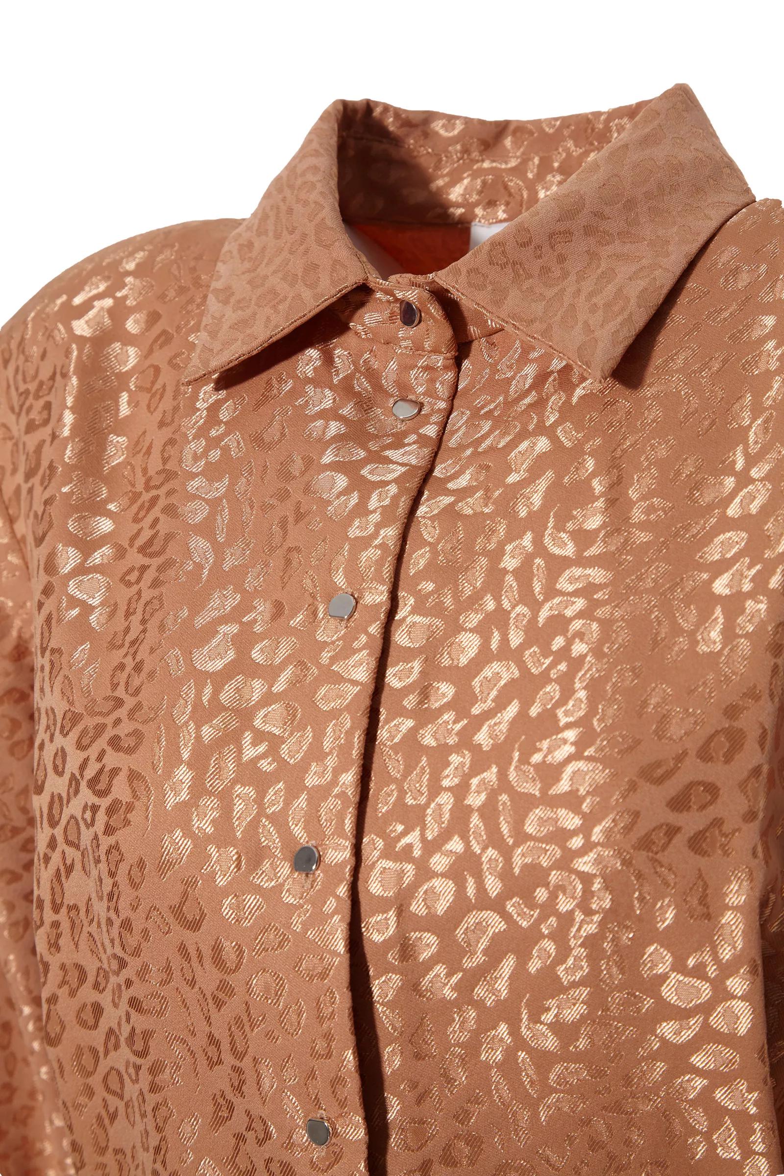 Camel Jacquard Long Sleeve Mini Dress