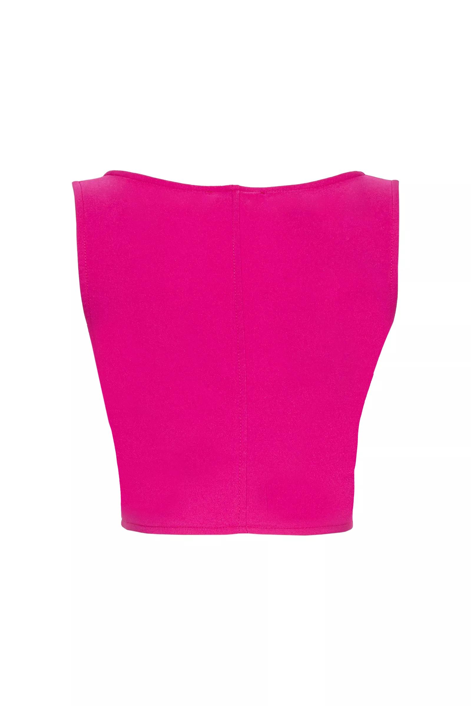 Fuchsia knitted sleeveless crop top