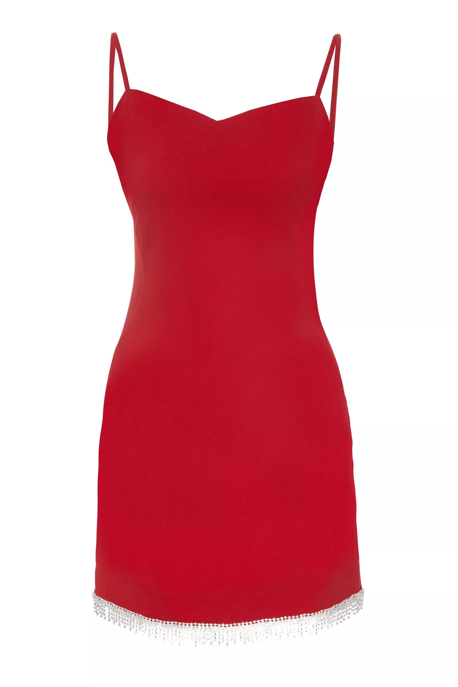 Red Plus Size Crepe Sleeveless Mini Dress