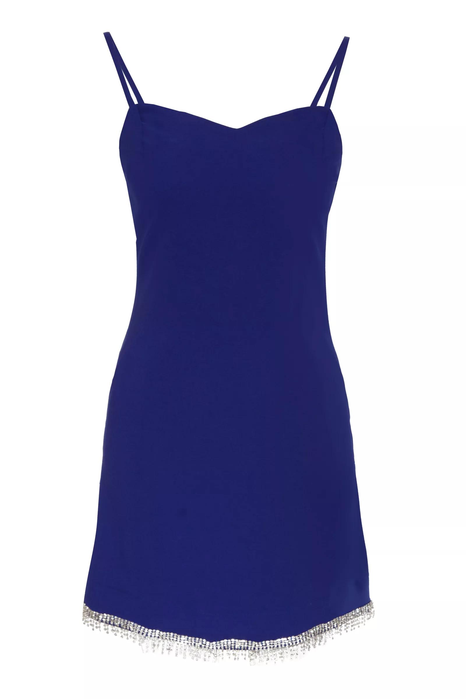 Blue Plus Size Crepe Sleeveless Mini Dress