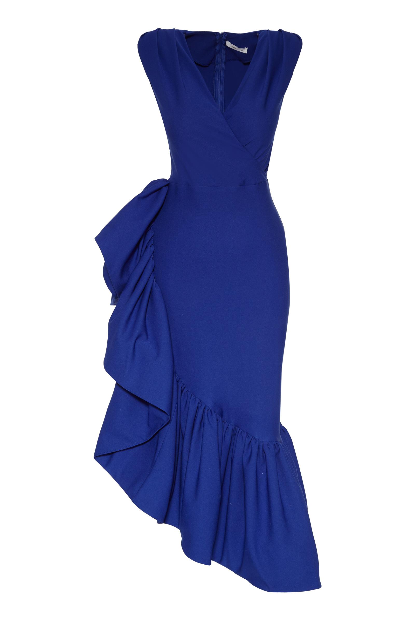 Blue crepe sleeveless maxi dress