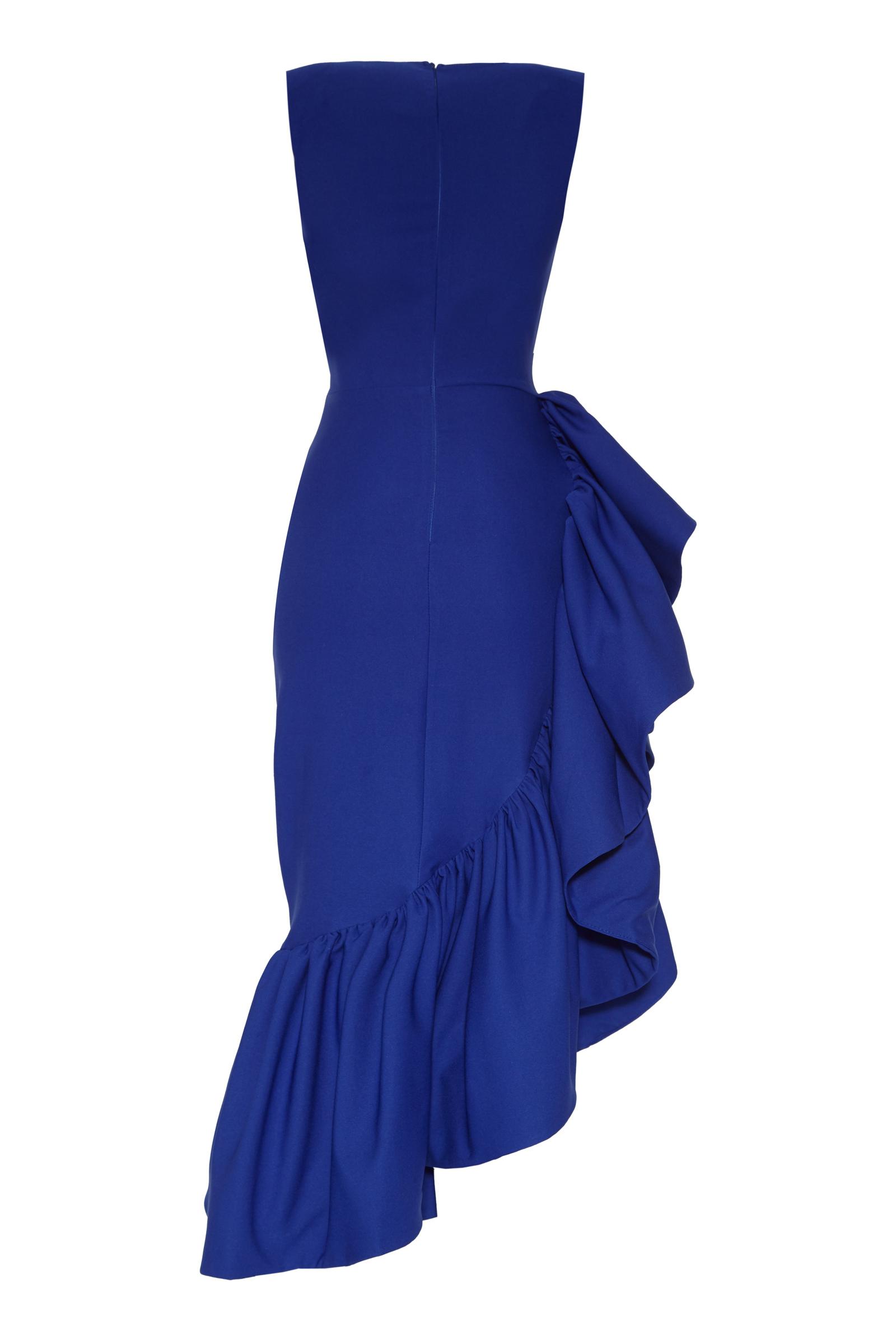 Blue crepe sleeveless maxi dress