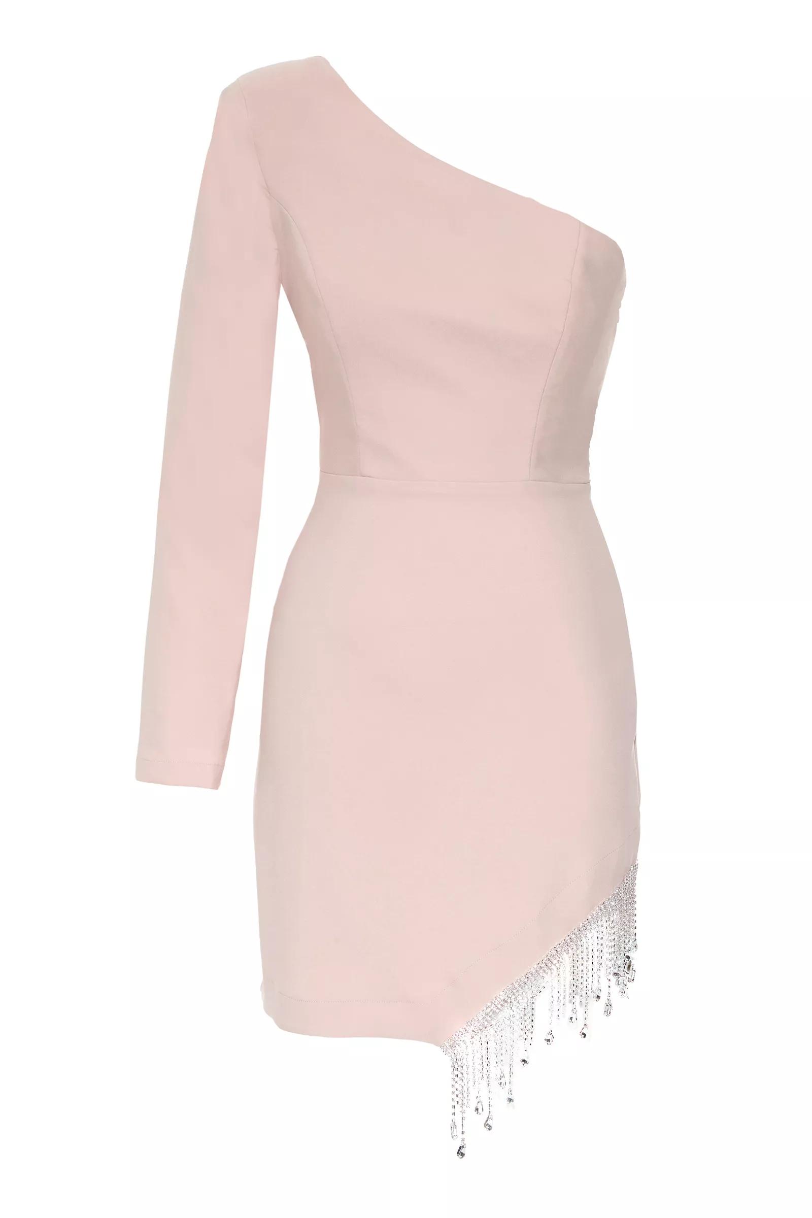 Blush crepe one arm mini dress