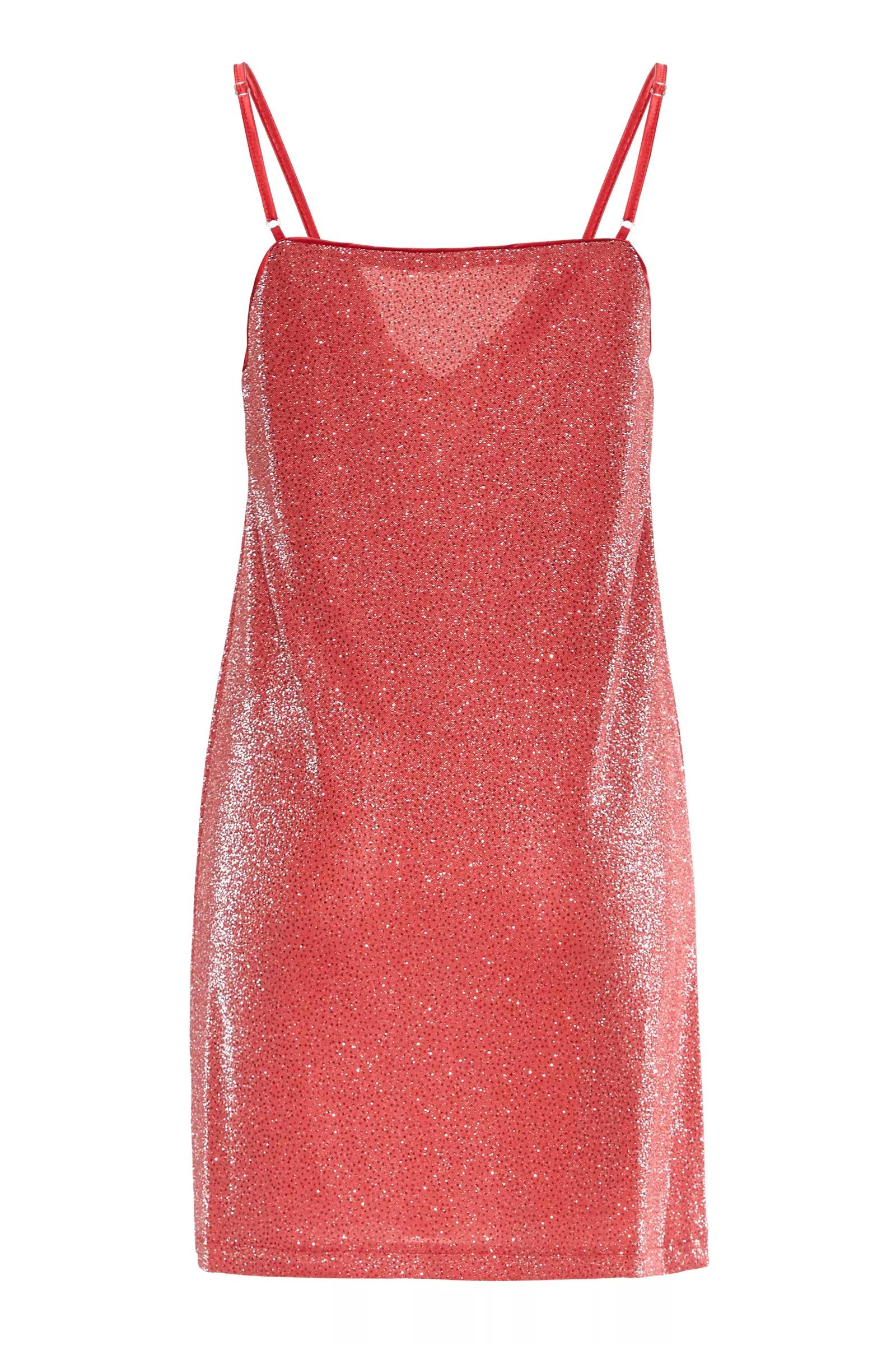 Red sequin sleeveless mini dress