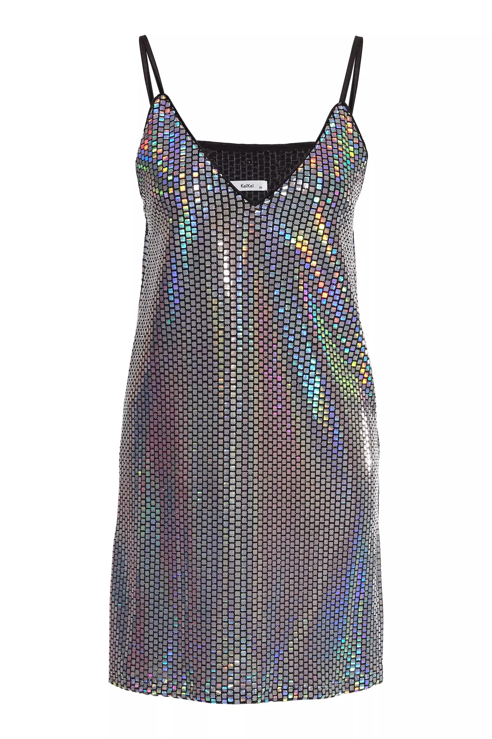 Purple Sequined Sleeveless Mini Dress