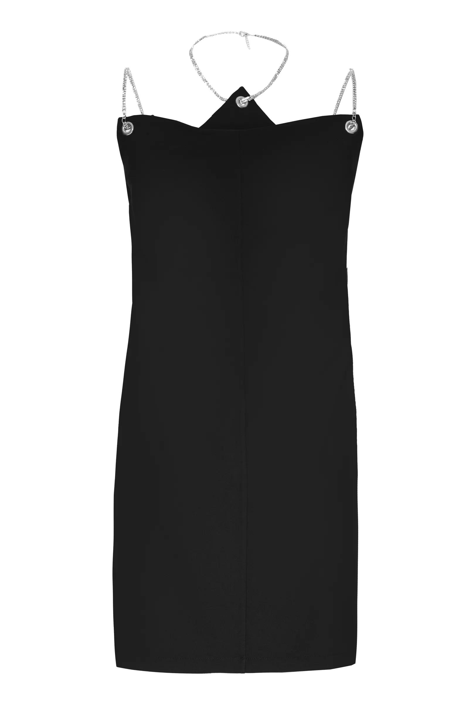 Black crepe sleeveless mini dress