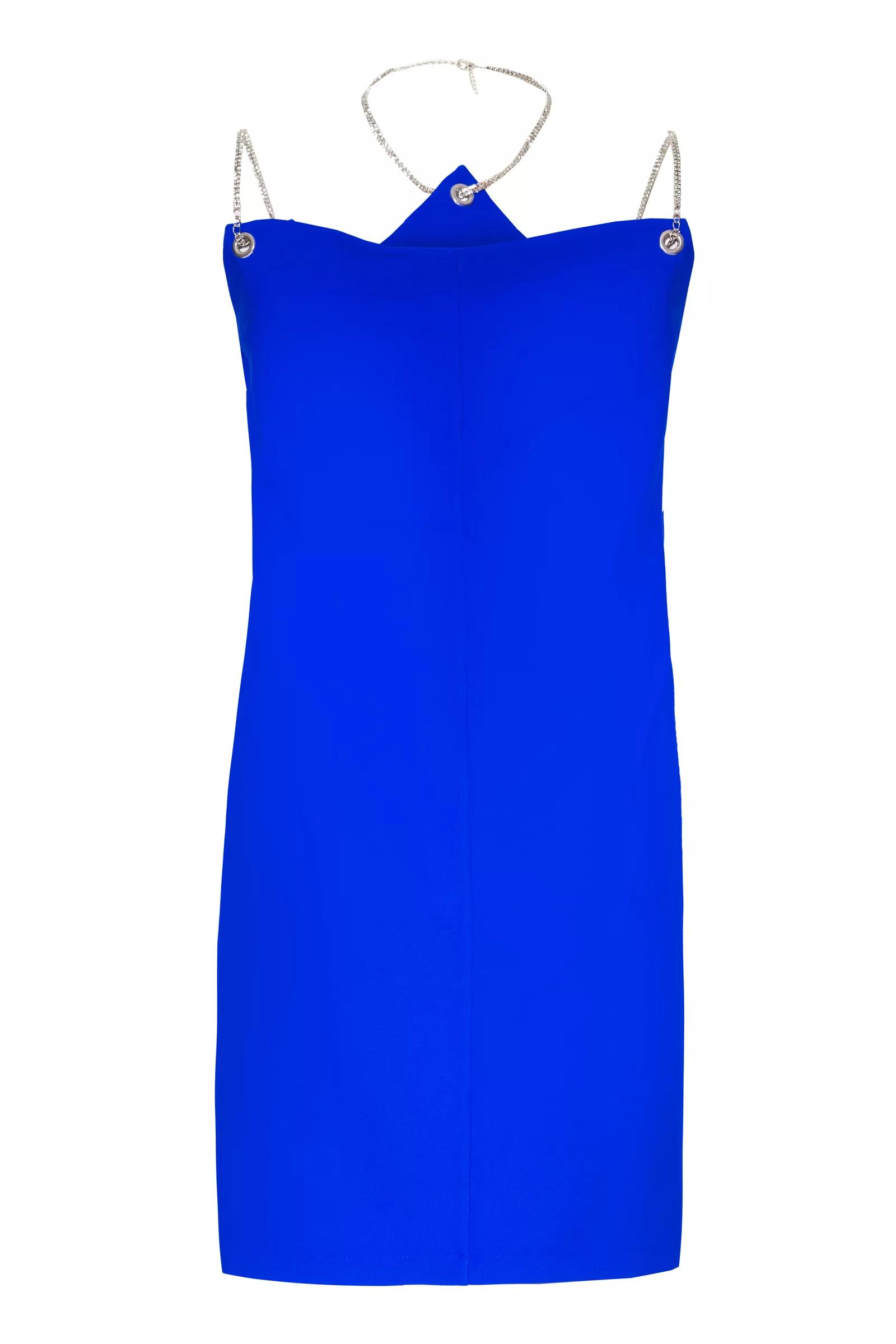 Blue crepe sleeveless mini dress