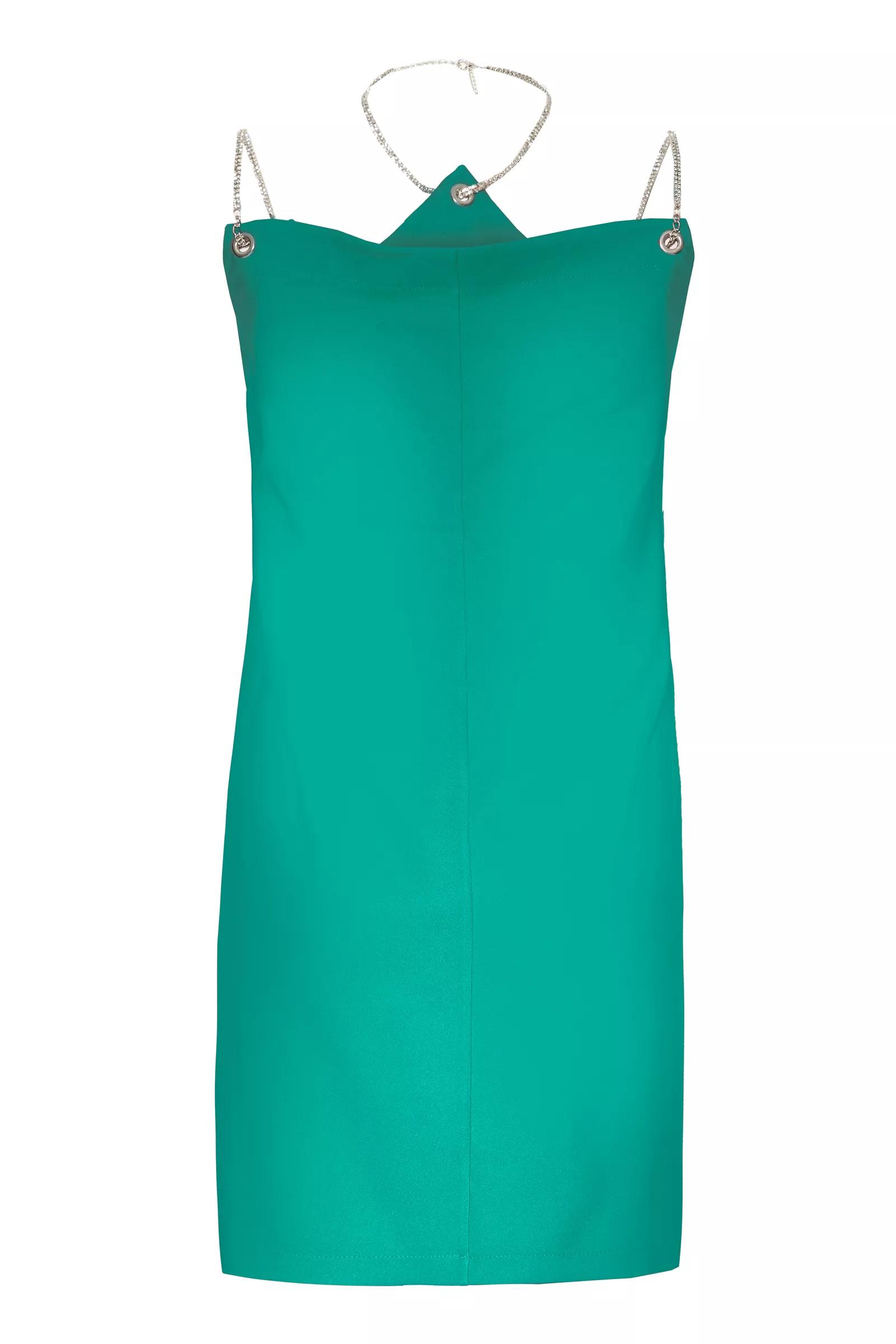 Green crepe sleeveless mini dress