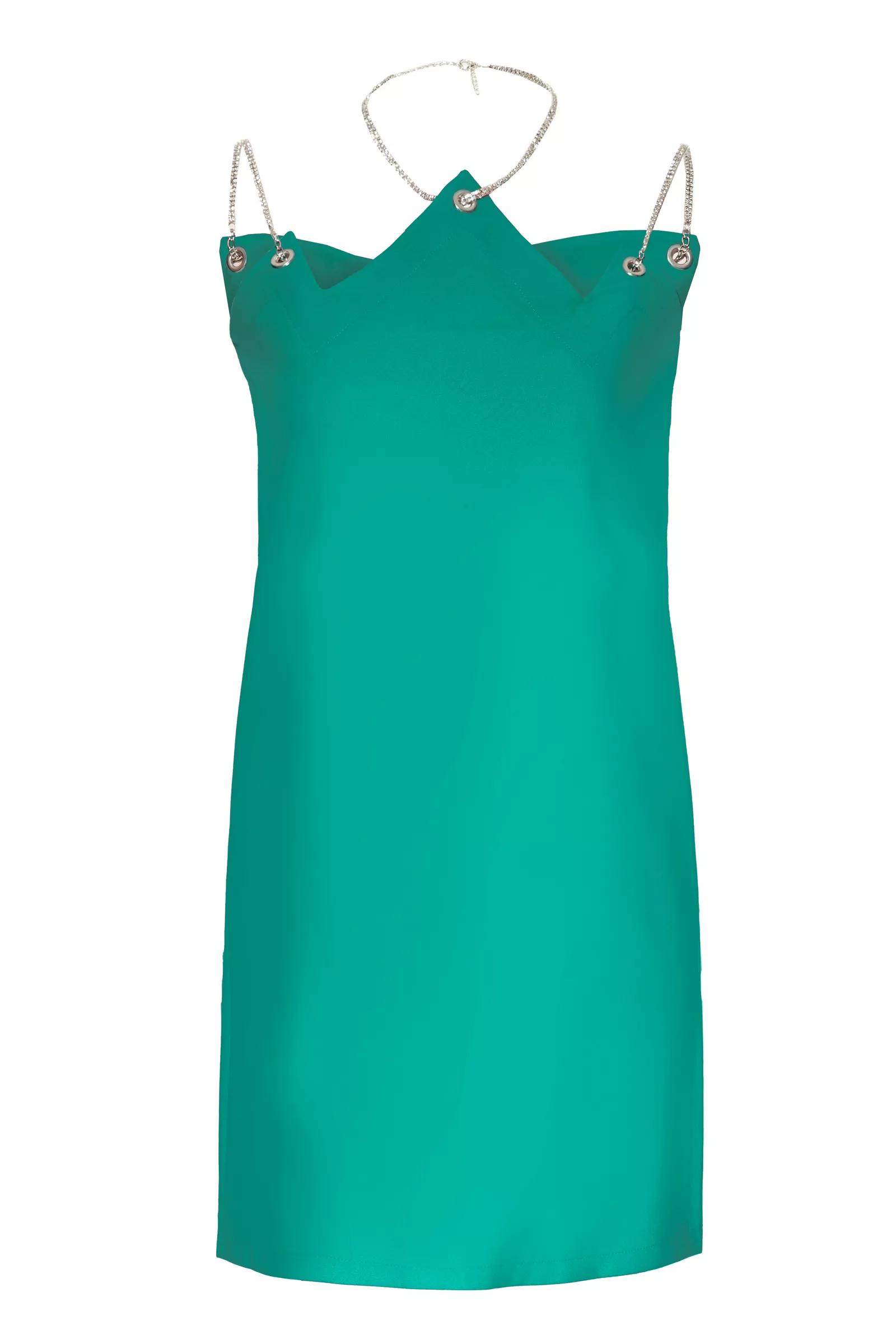 Green crepe sleeveless mini dress