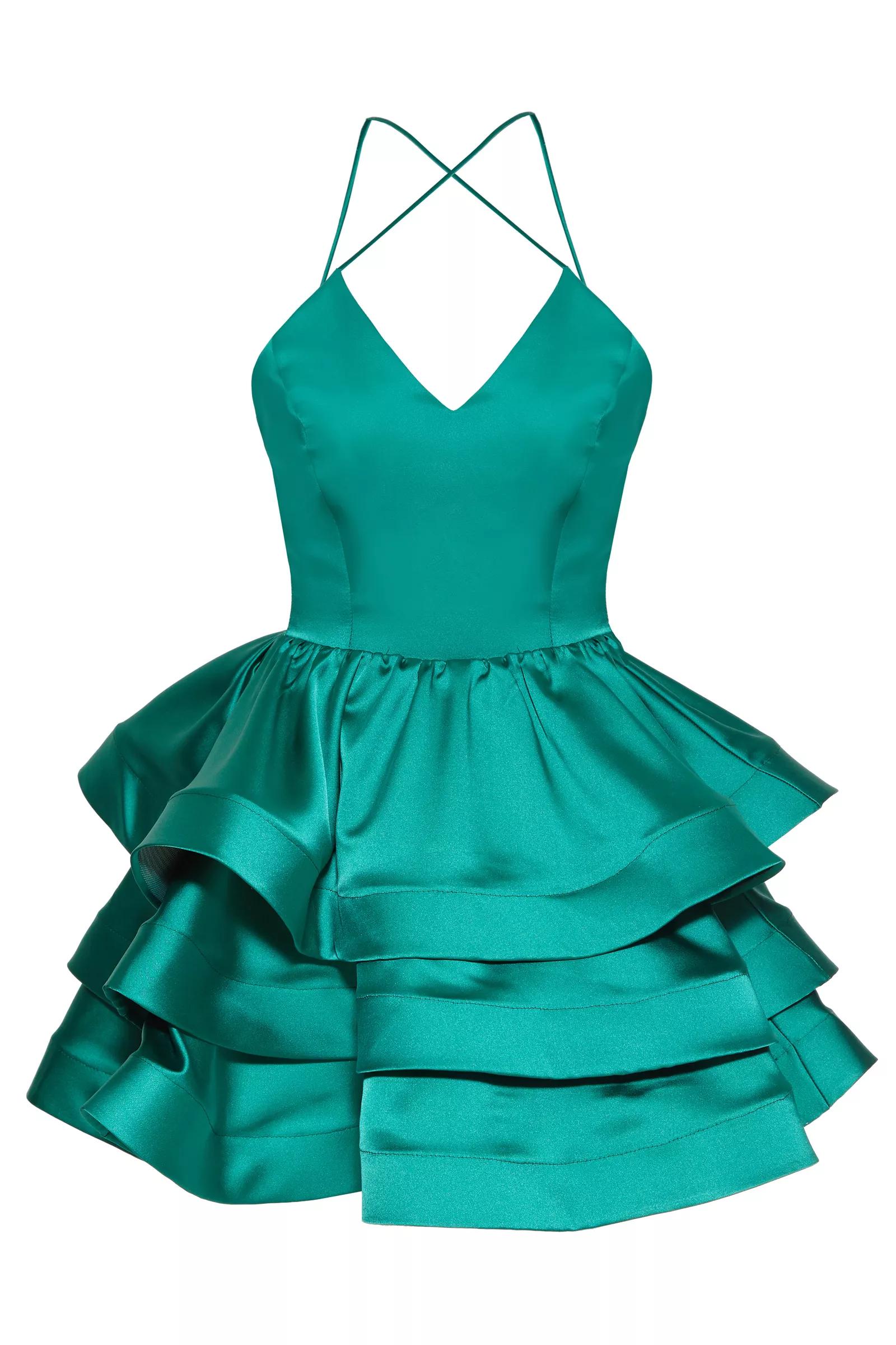 Green Satin Sleeveless Mini Dress