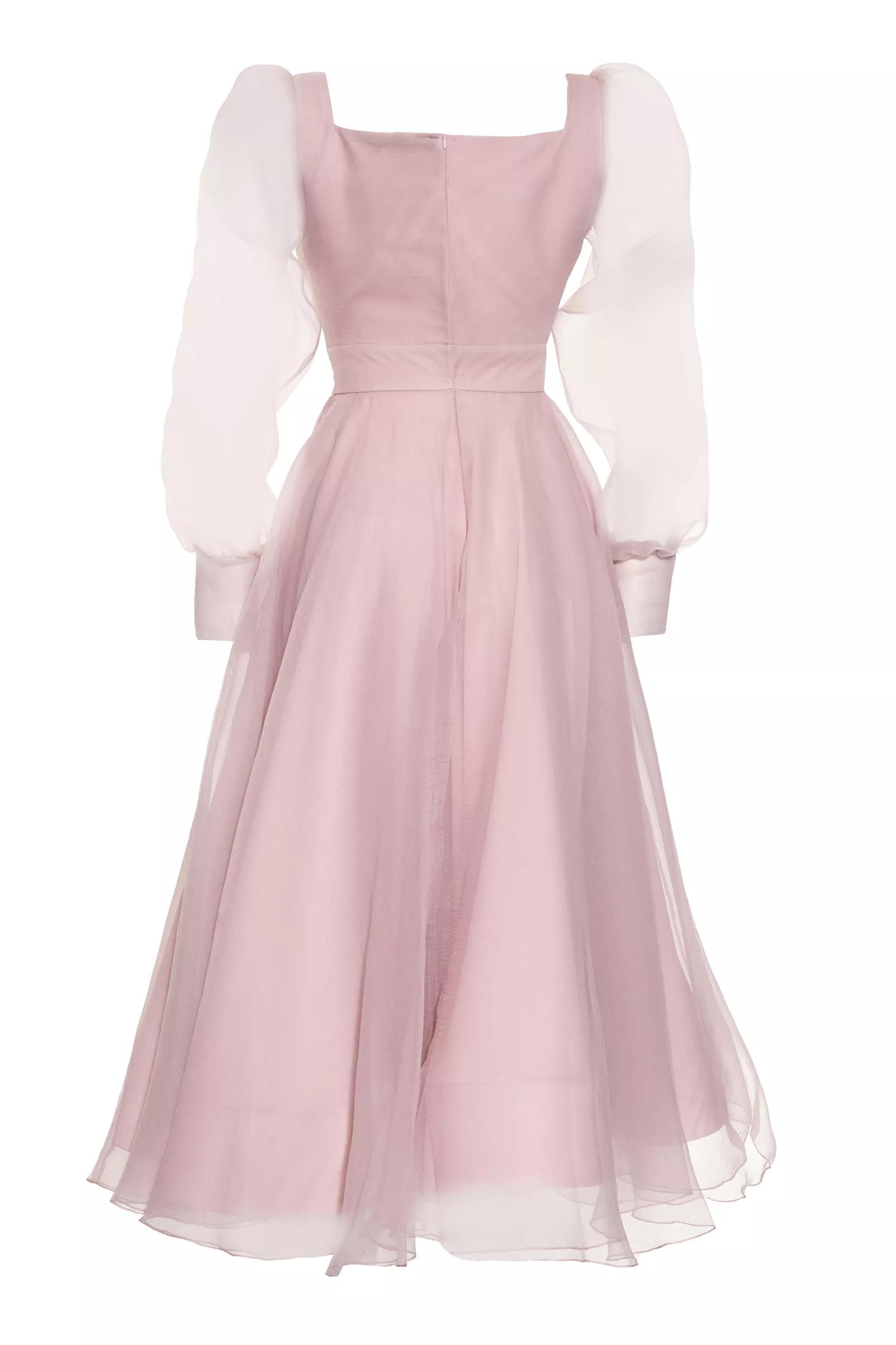 Blush tulle long sleeve maxi dress