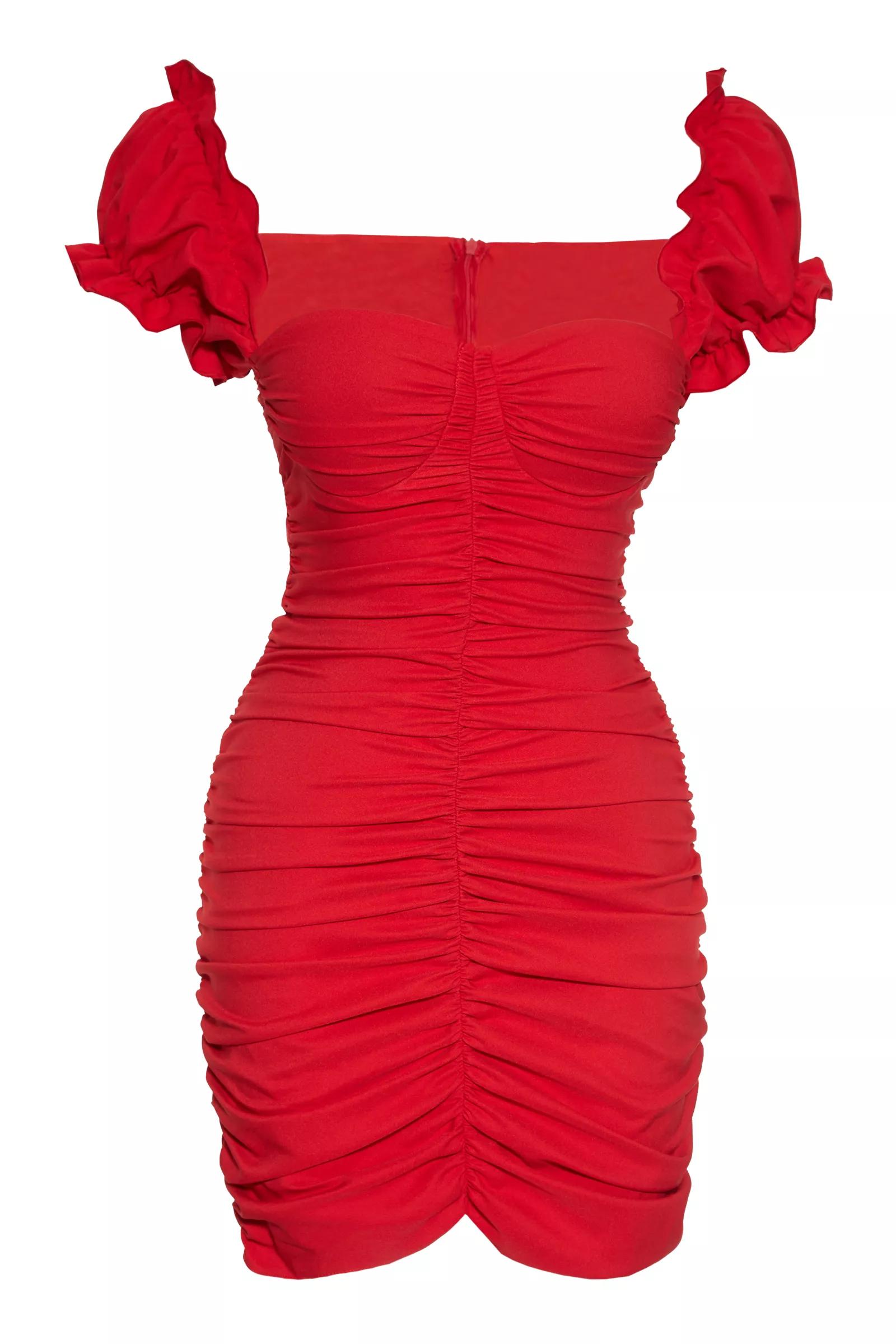 Red crepe sleeveless mini dress