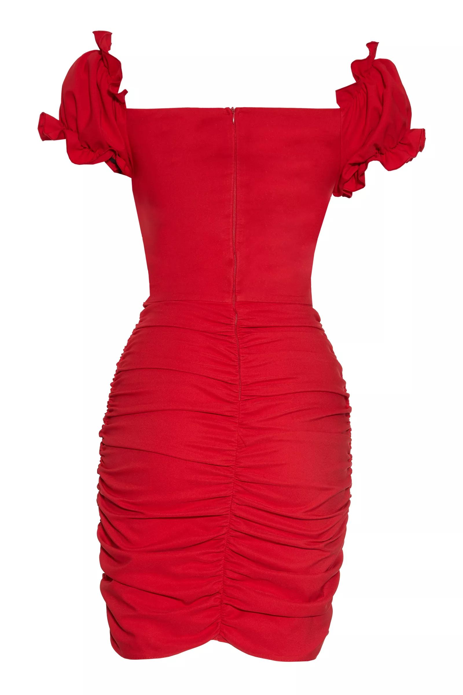 Red crepe sleeveless mini dress