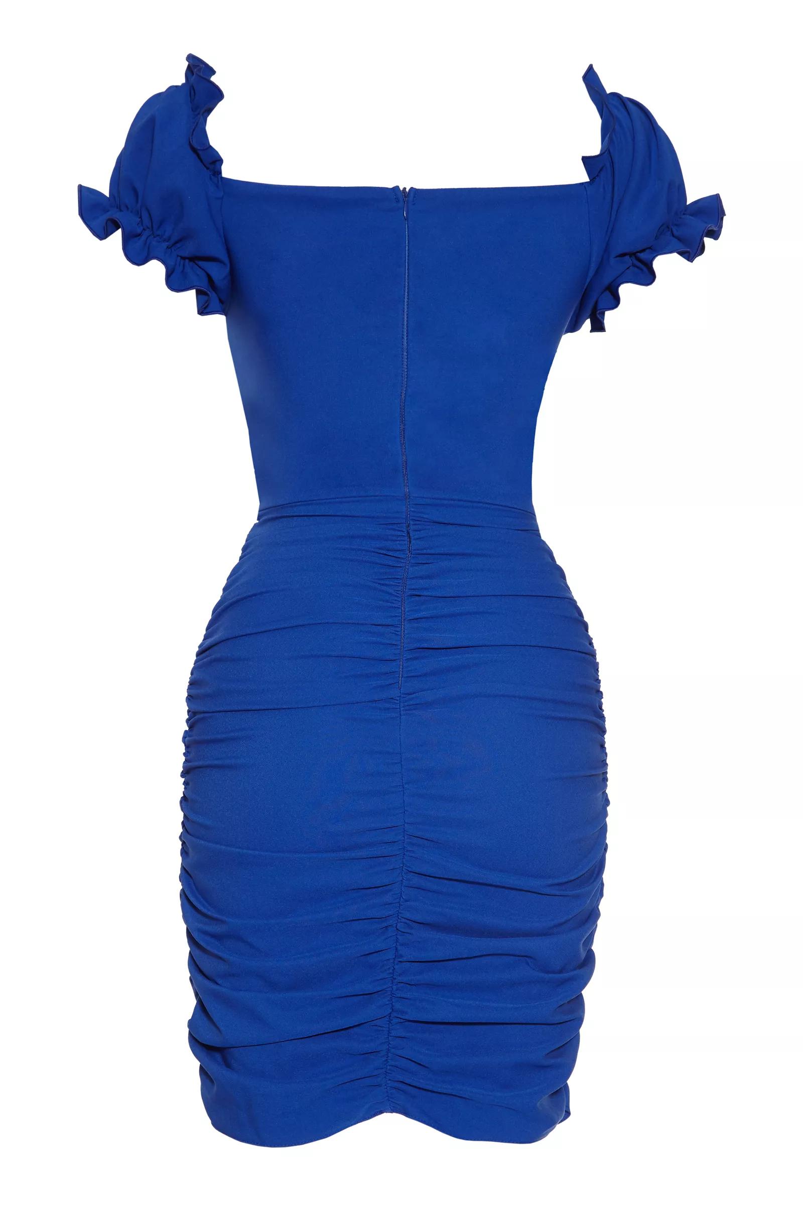 Blue crepe sleeveless mini dress