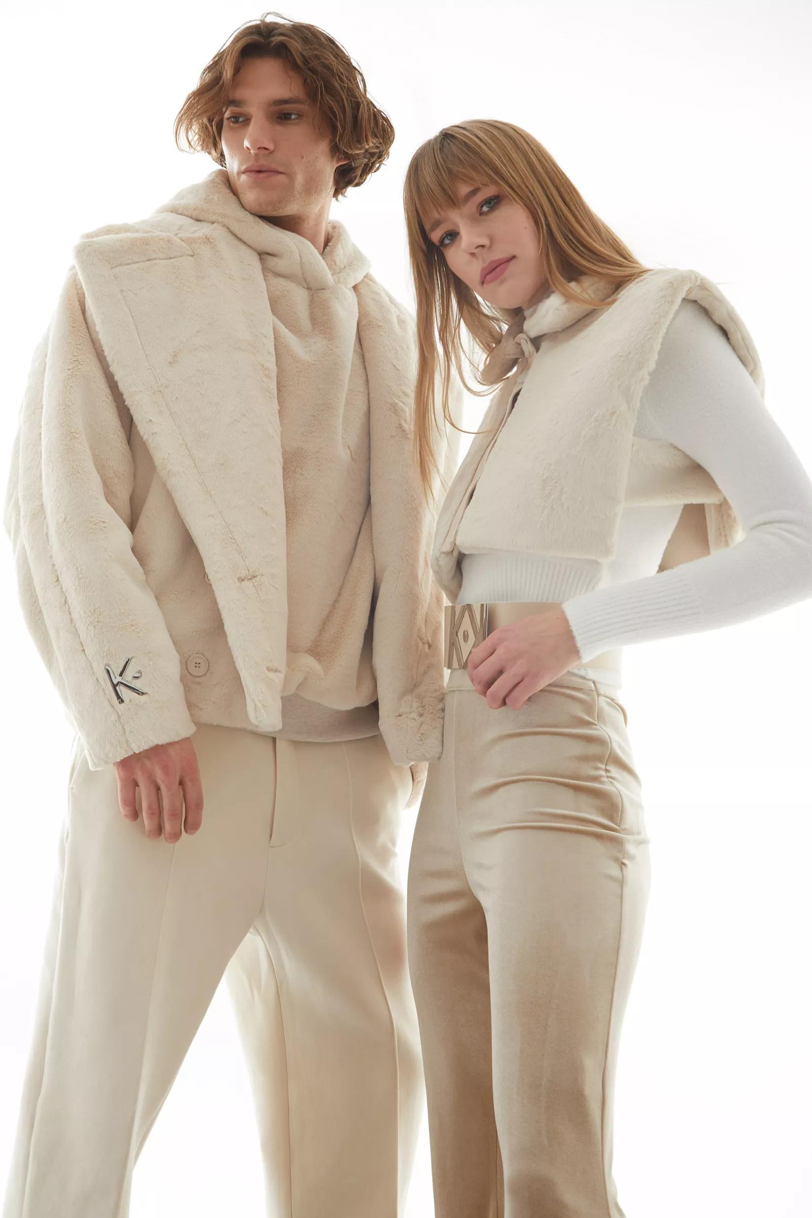 Beige velvet pants