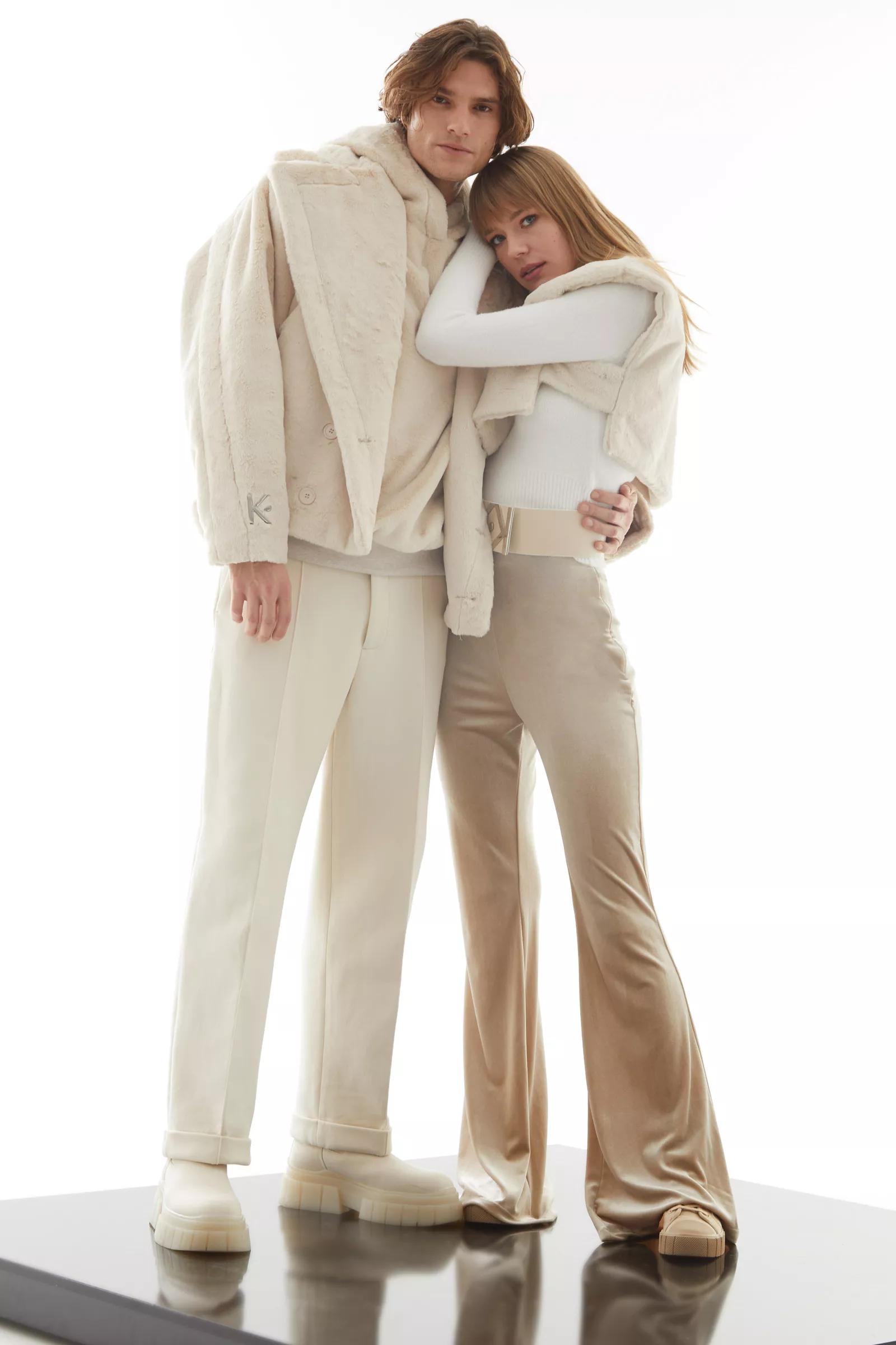 Beige velvet pants